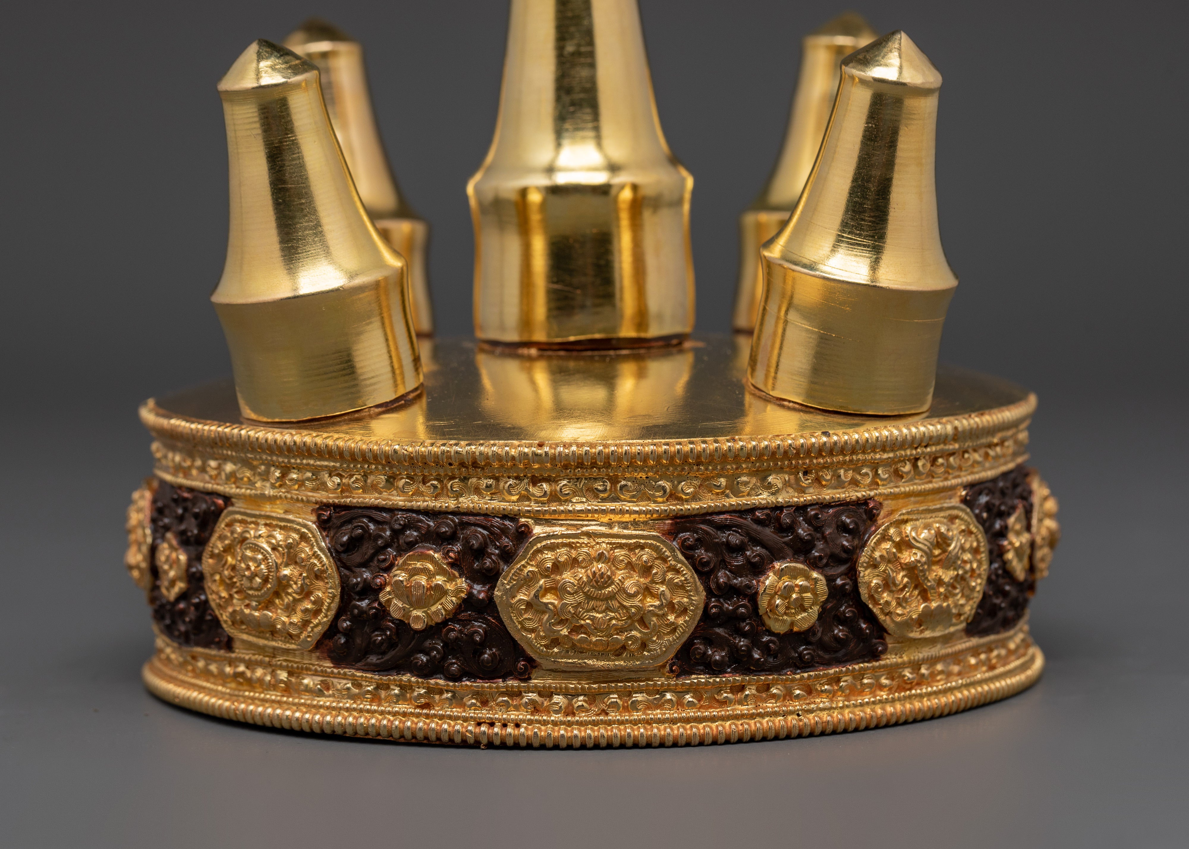 Spiritual Mandala Offering | Gold Plated Oxidized Copper Ritual Art