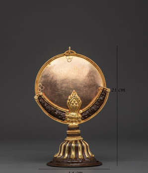 Tibetan Buddhist Ritual Mirror | Handmade Gold-Plated Copper Melong