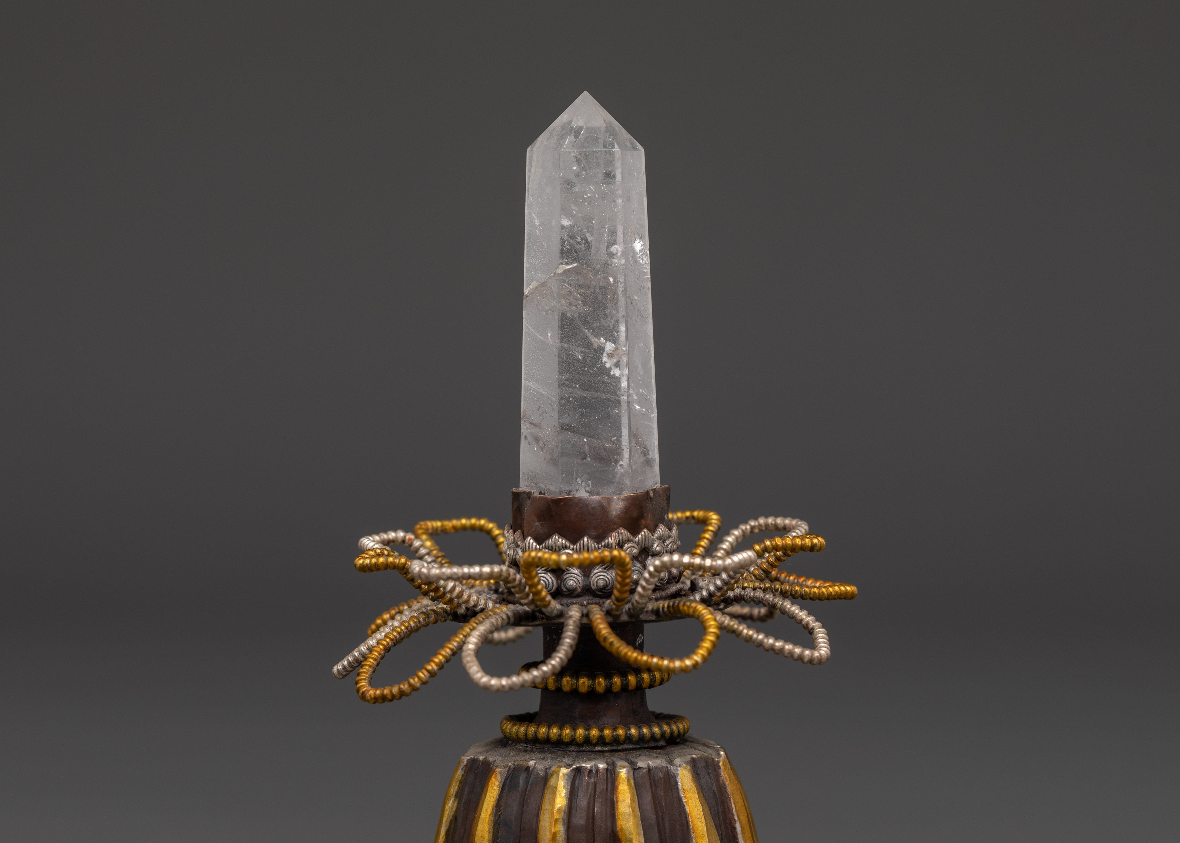 Crystal with Oxidized Copper Stand | Elegant Sacred Décor for Home & Altar