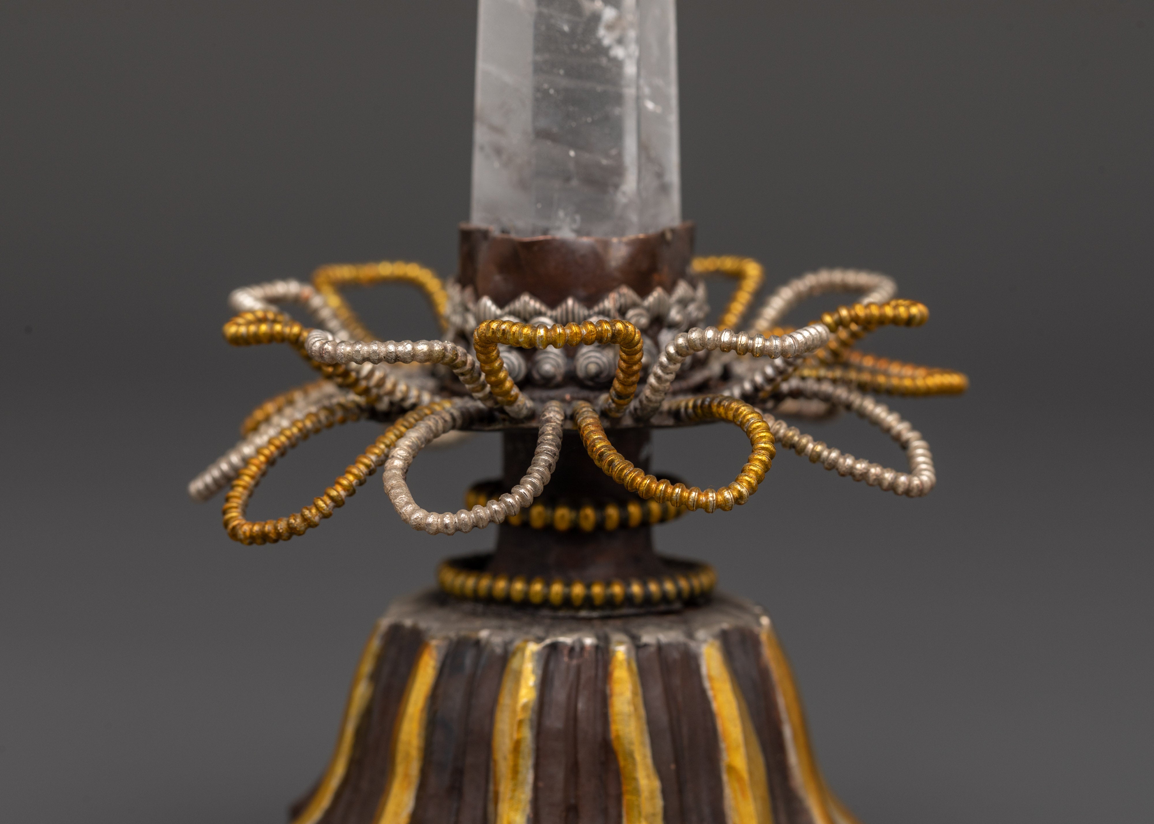 Crystal with Oxidized Copper Stand | Elegant Sacred Décor for Home & Altar