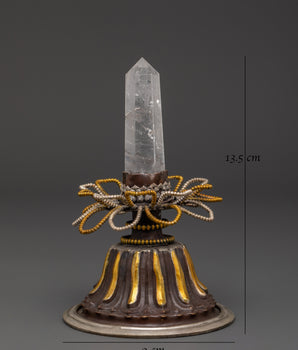 Crystal with Oxidized Copper Stand | Elegant Sacred Décor for Home & Altar