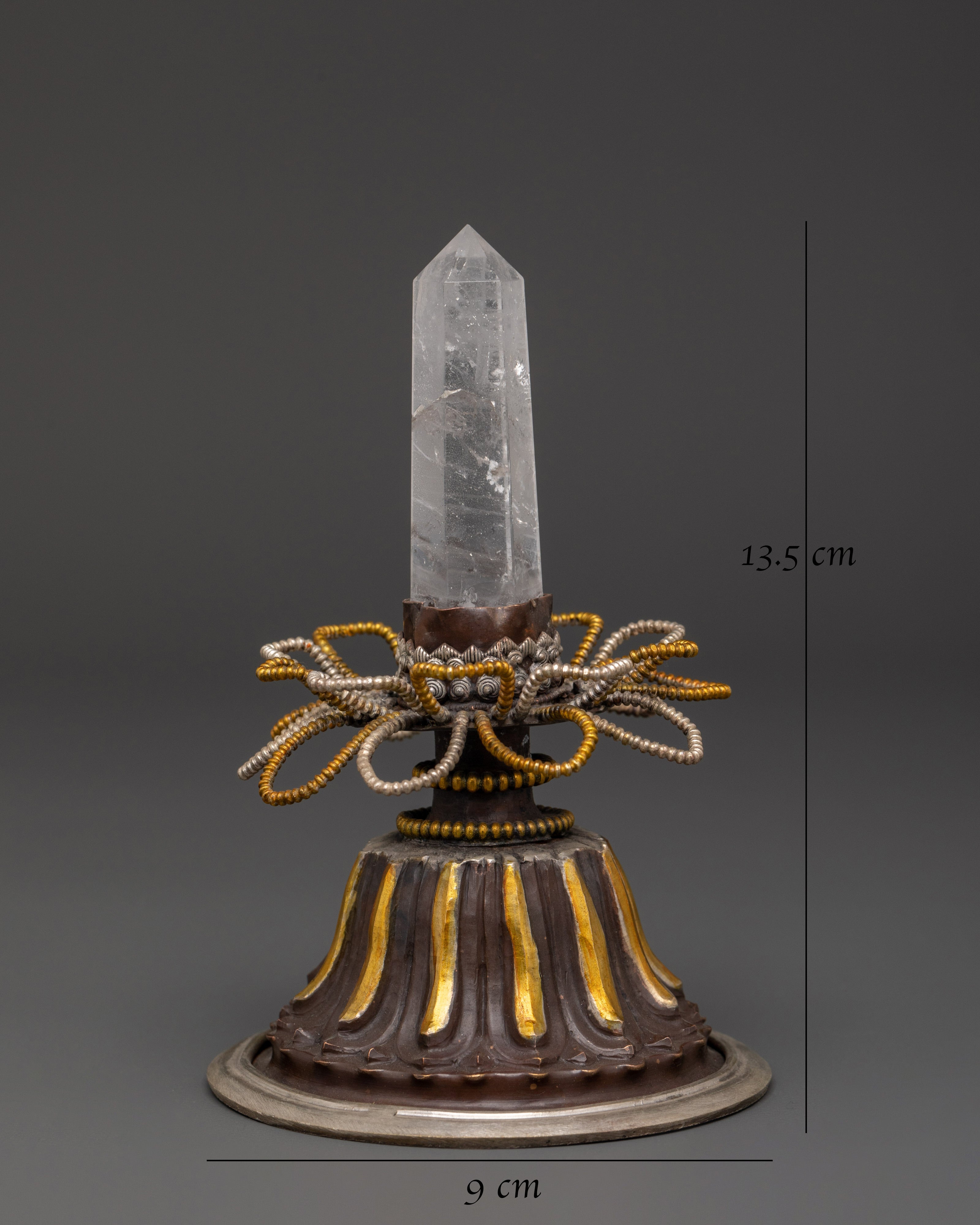 Crystal with Oxidized Copper Stand | Elegant Sacred Décor for Home & Altar