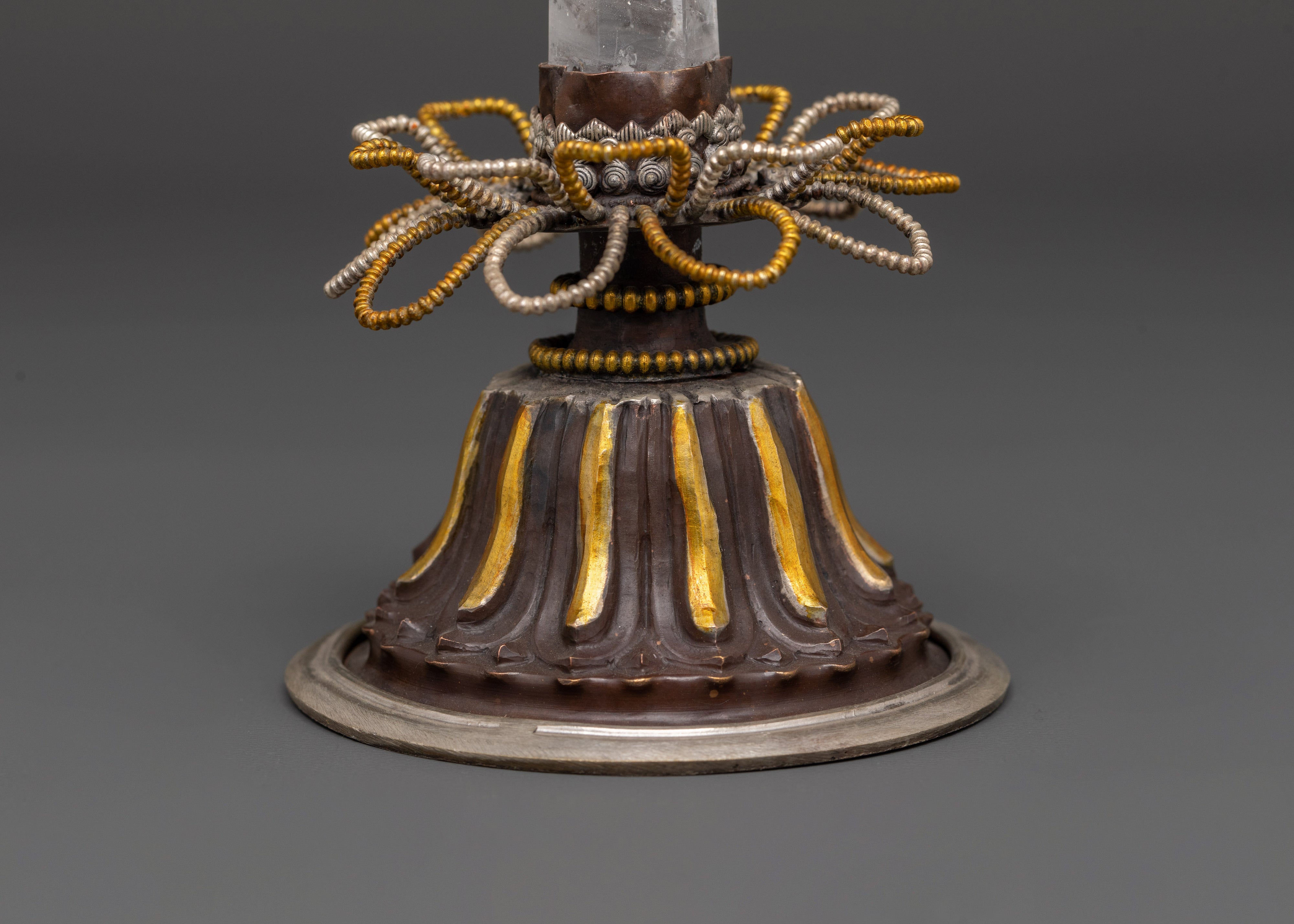 Crystal with Oxidized Copper Stand | Elegant Sacred Décor for Home & Altar