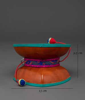 Wooden Damaru for Ritual Cerermonies | Tibetan Buddhist Instrument