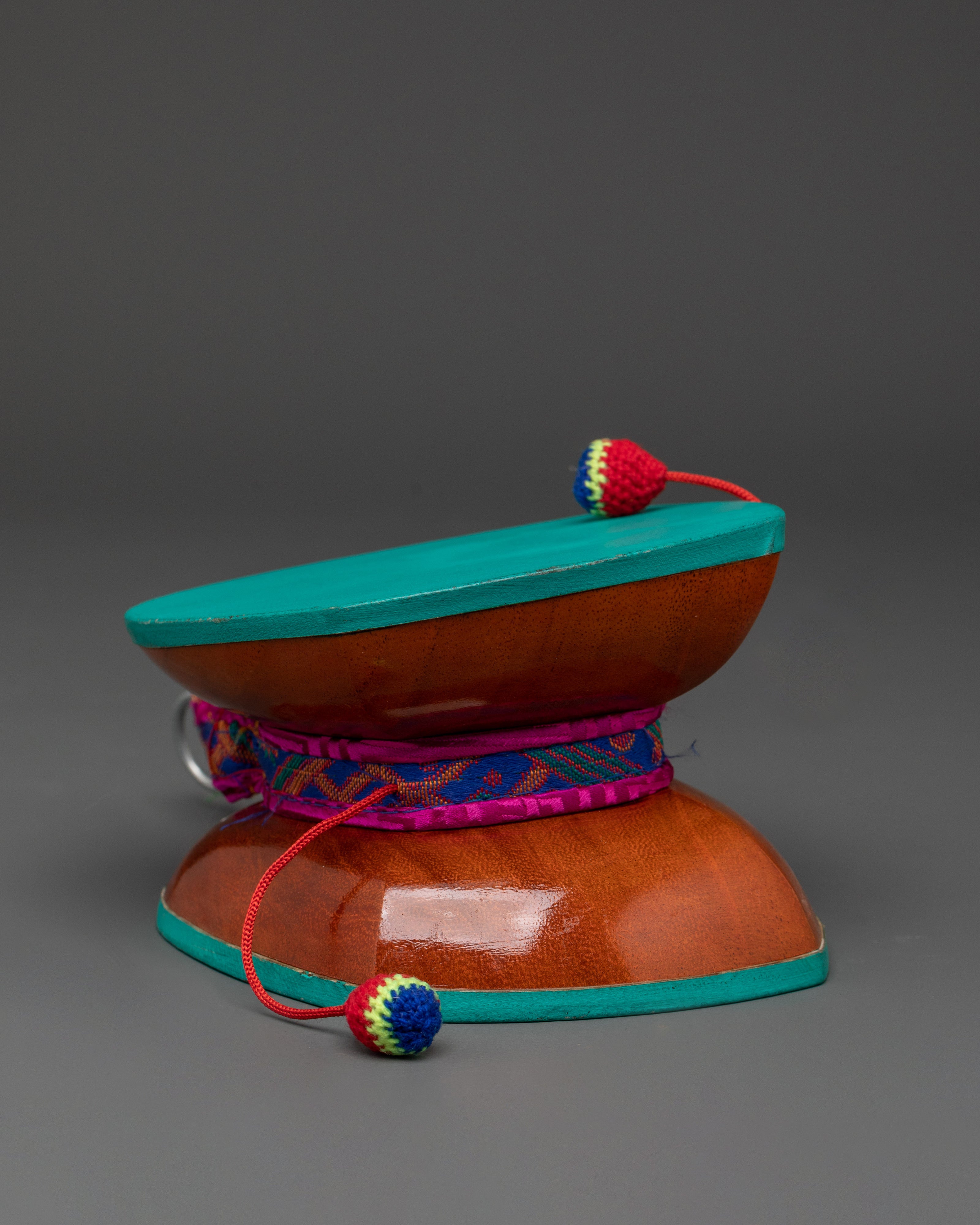 Wooden Damaru for Ritual Cerermonies | Tibetan Buddhist Instrument