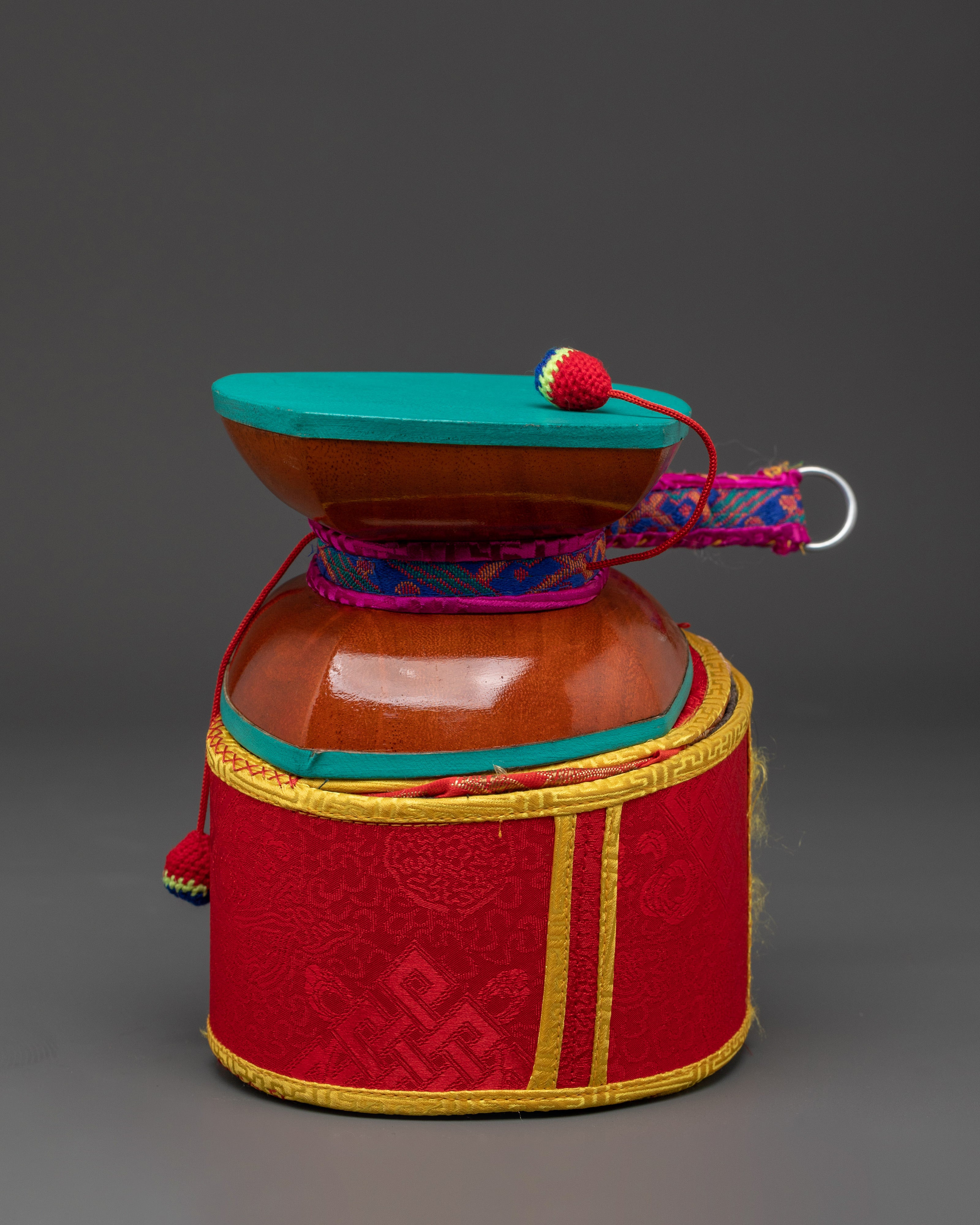 Wooden Damaru for Ritual Cerermonies | Tibetan Buddhist Instrument