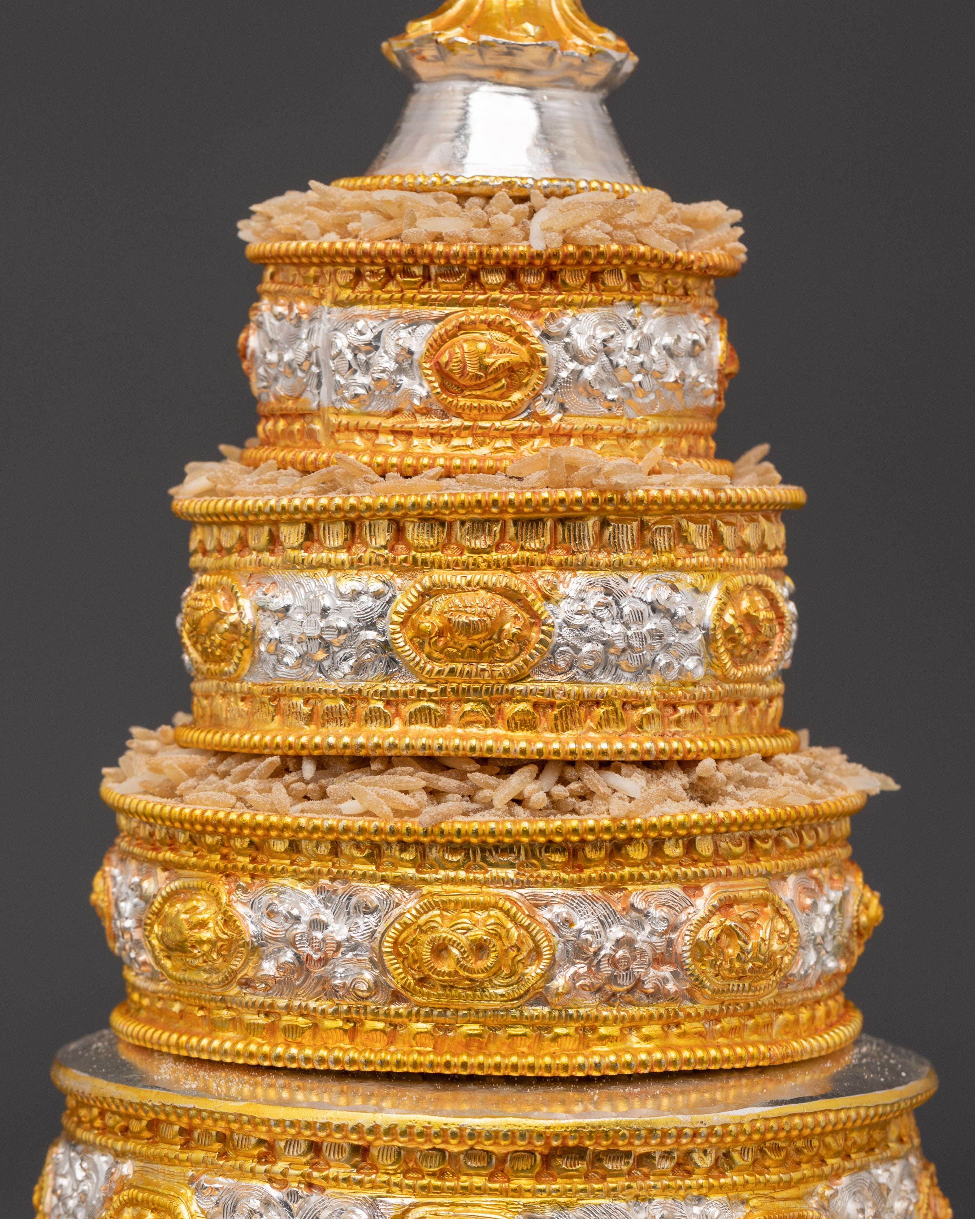 Buddhist Temple Mandala Decor | Gold Silver Plated Copper Spiritual Statue
