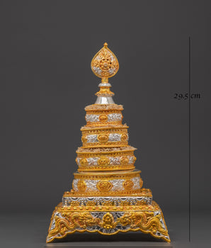 Buddhist Temple Mandala Decor | Gold Silver Plated Copper Spiritual Statue