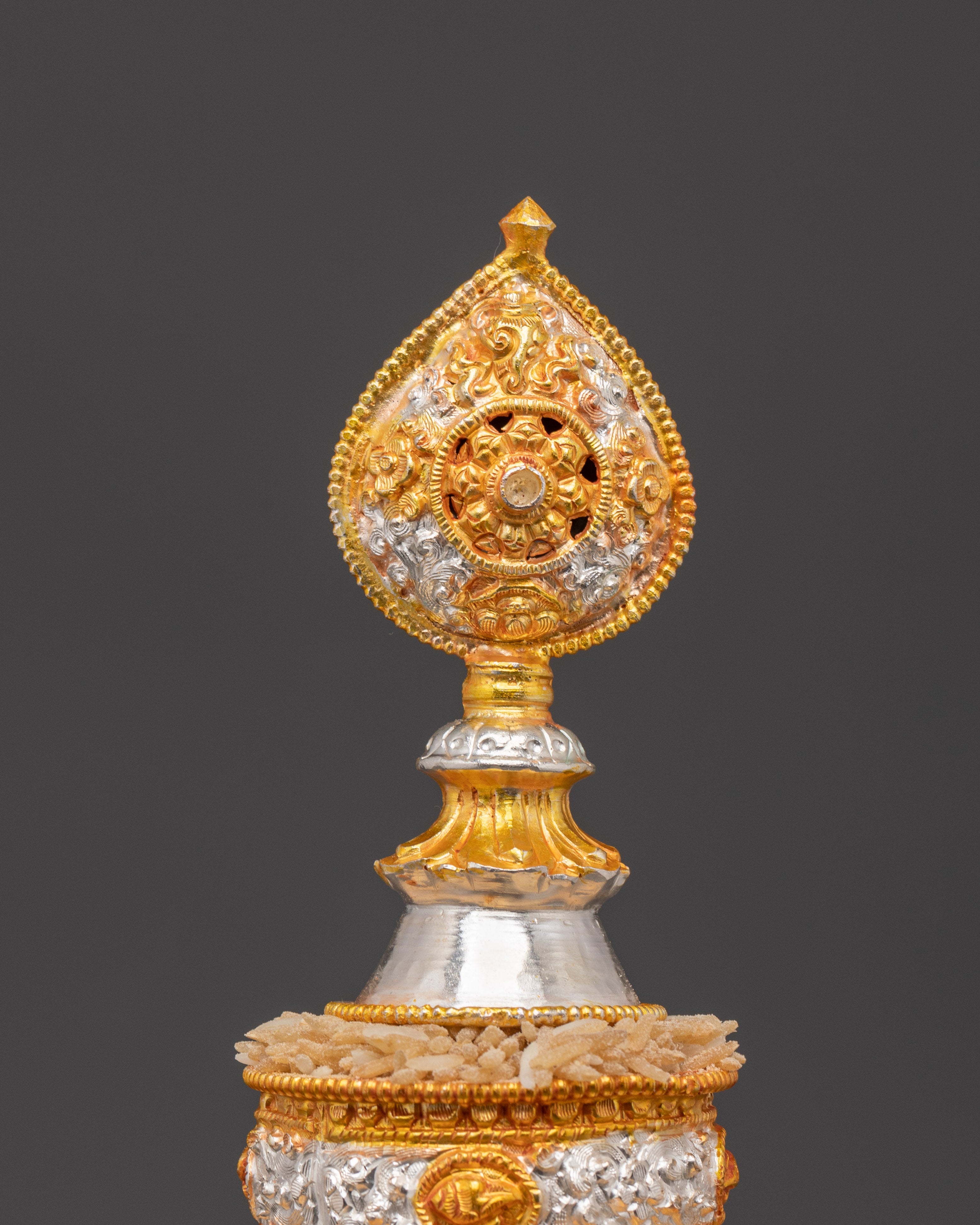 Buddhist Temple Mandala Decor | Gold Silver Plated Copper Spiritual Statue