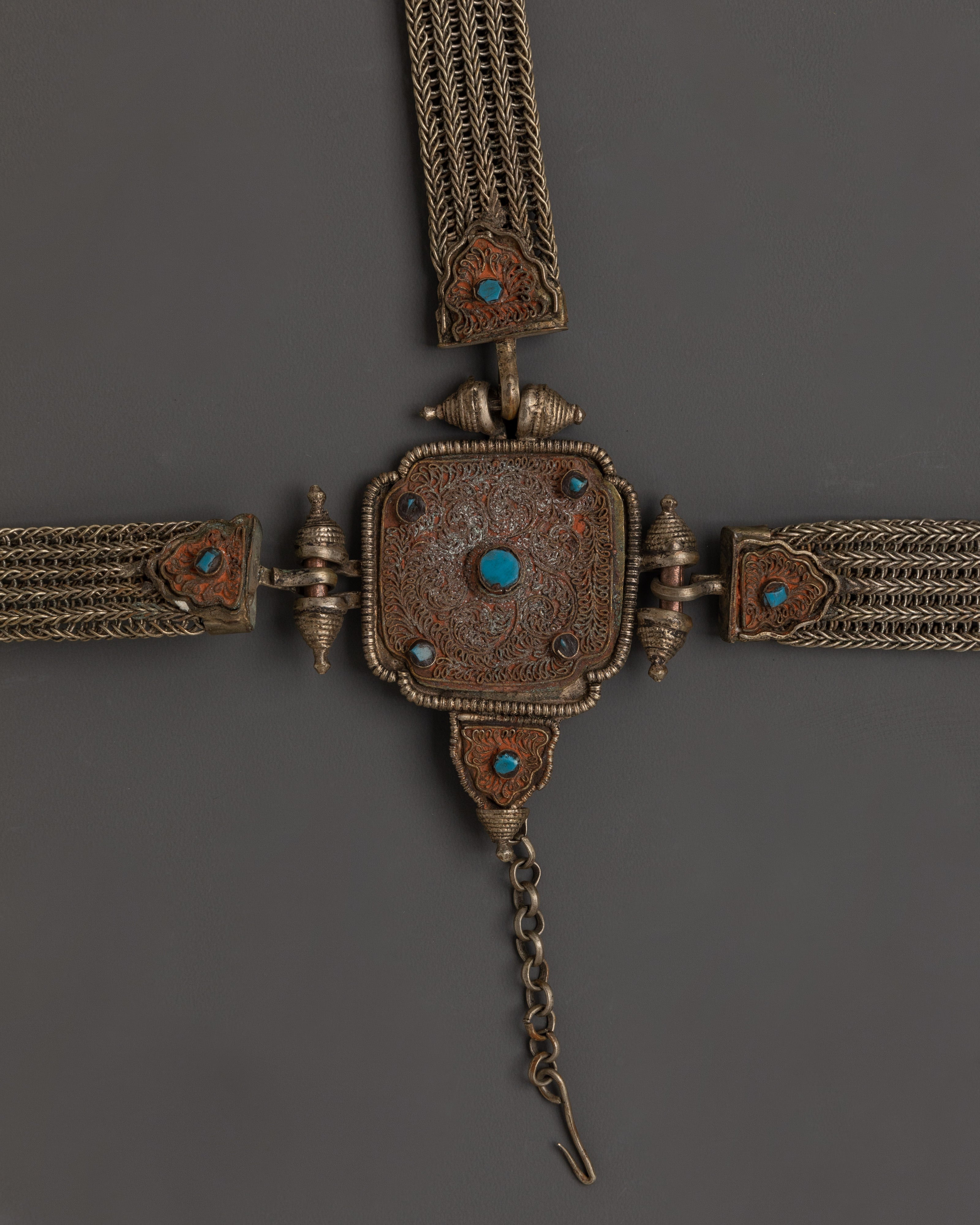 Handcrafted Tibetan Belt with Decorative Metal Studs