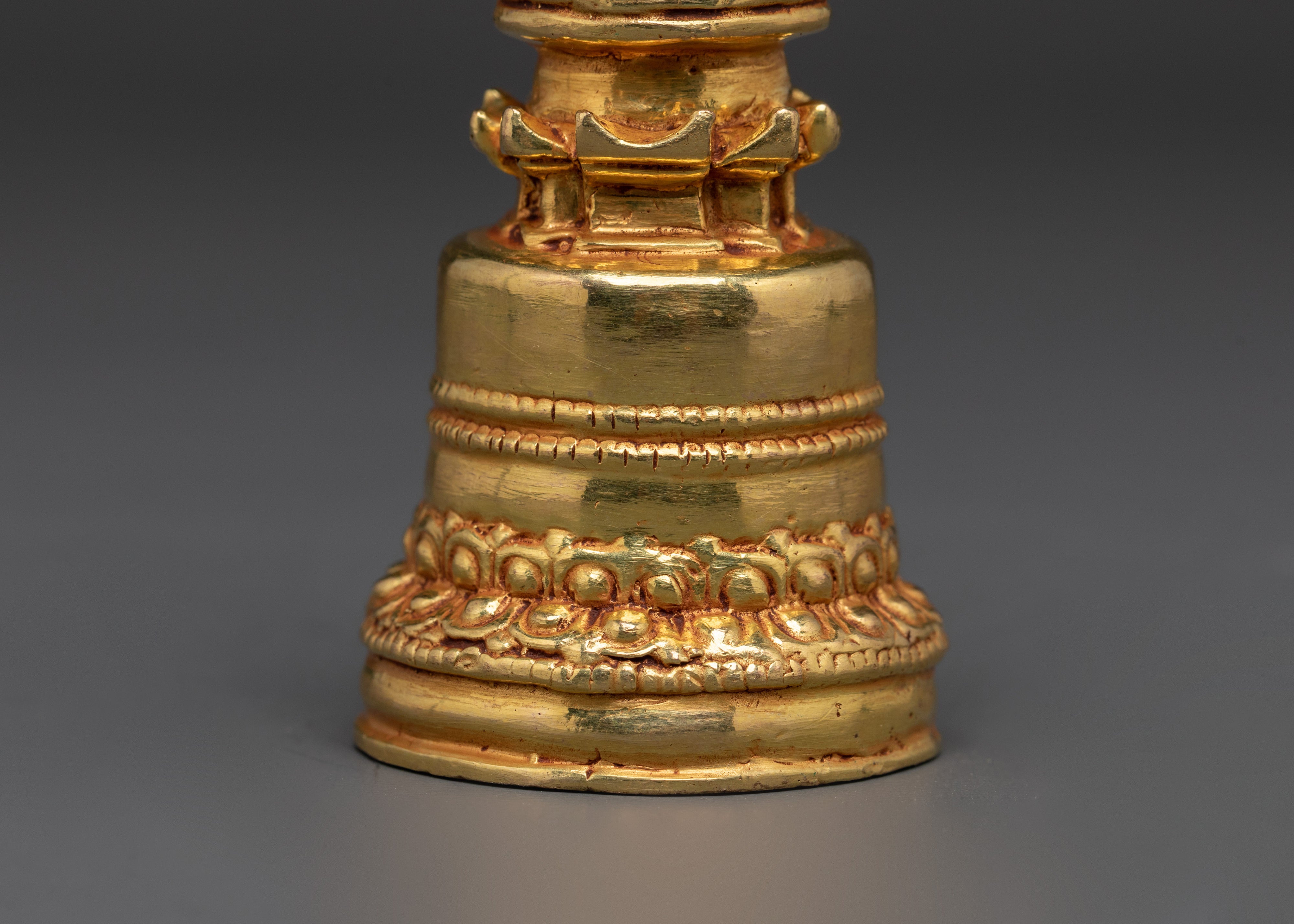 Handcrafted Brass Stupa with Lotus Base | Tibetan Buddhist Sacred Offering Stupa