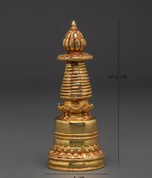 Handcrafted Brass Stupa with Lotus Base | Tibetan Buddhist Sacred Offering Stupa