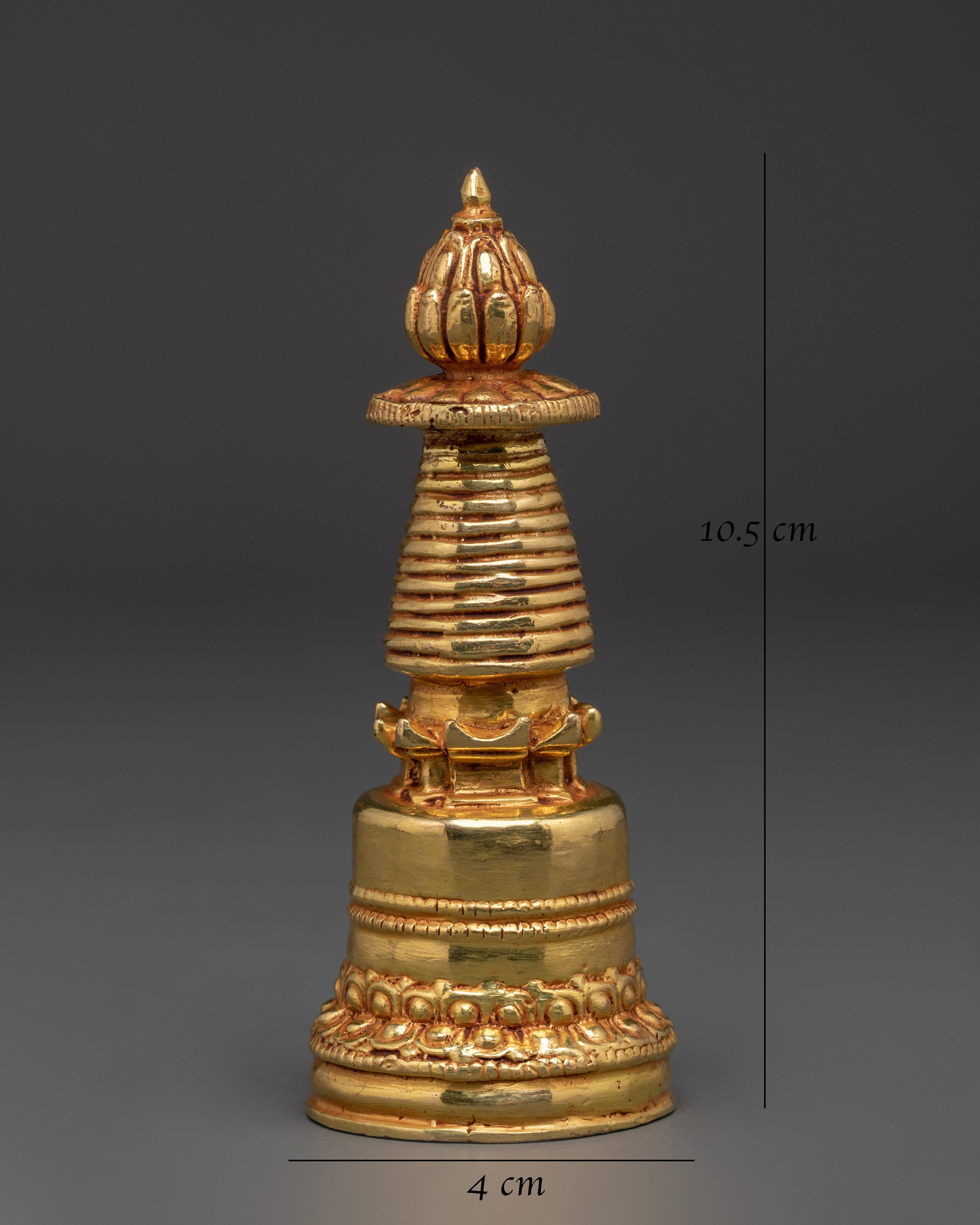Handcrafted Brass Stupa with Lotus Base | Tibetan Buddhist Sacred Offering Stupa
