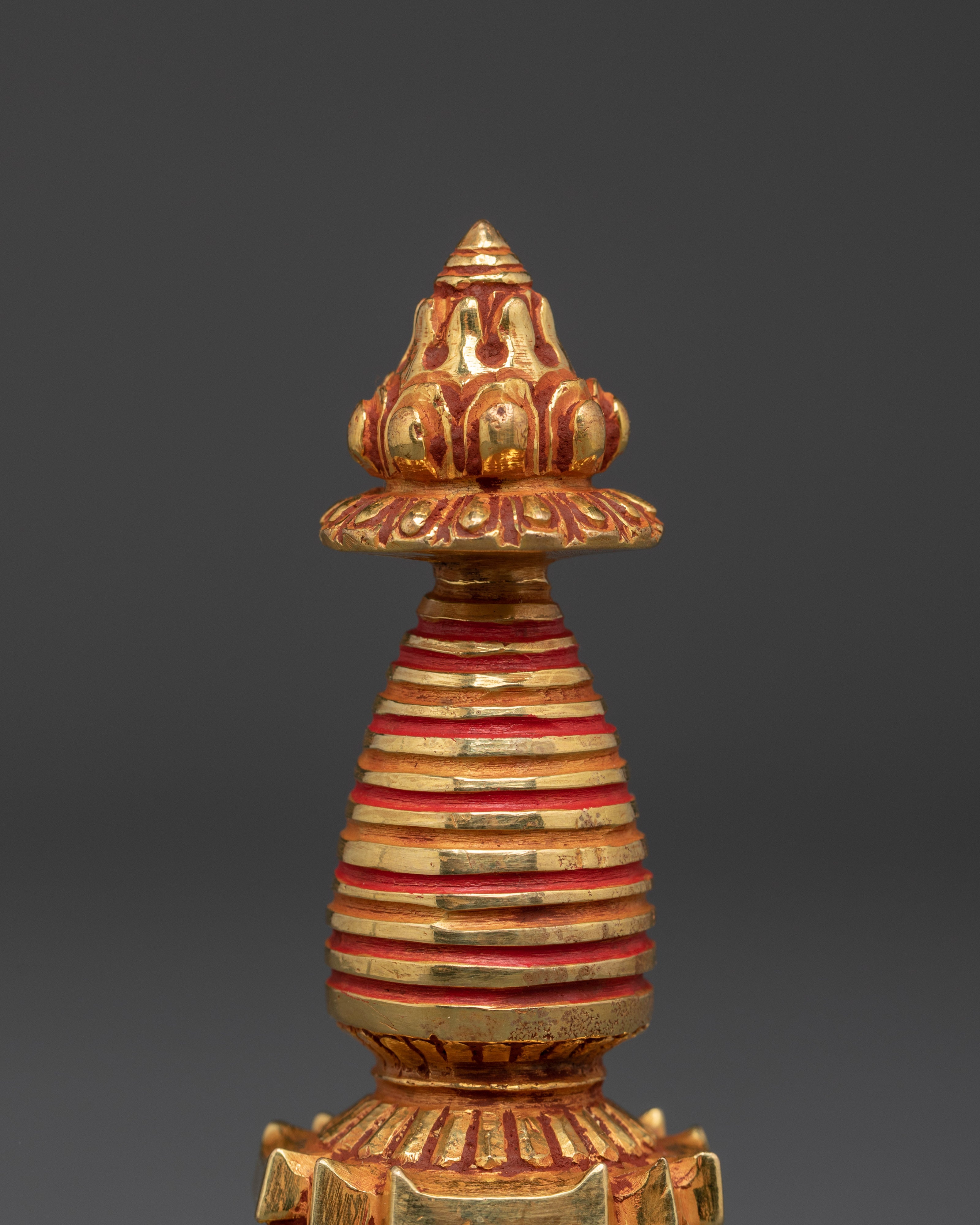 Handcrafted Himalayan Stupa | Tibetan Buddhist Stupa with Gold Detailing