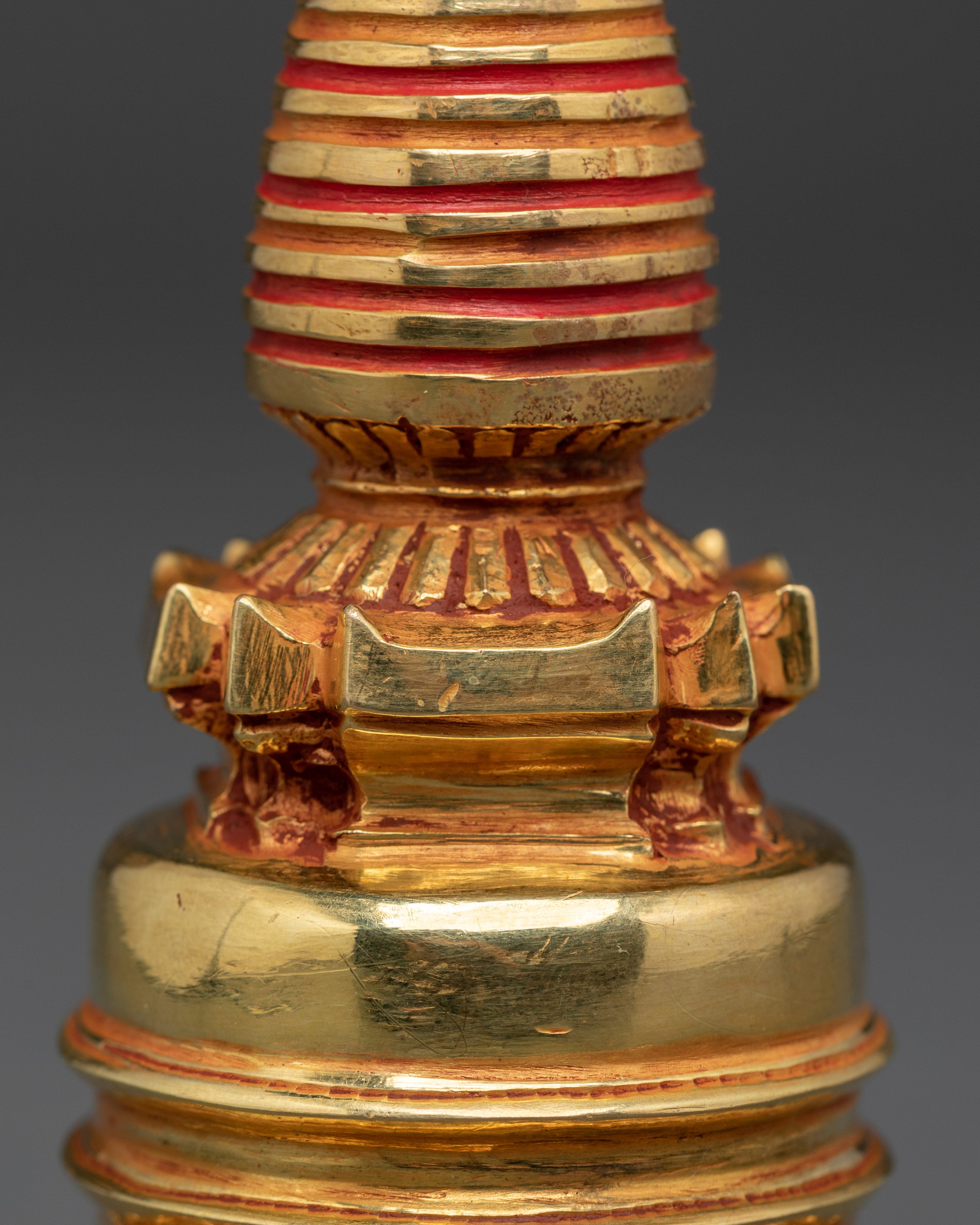 Handcrafted Himalayan Stupa | Tibetan Buddhist Stupa with Gold Detailing