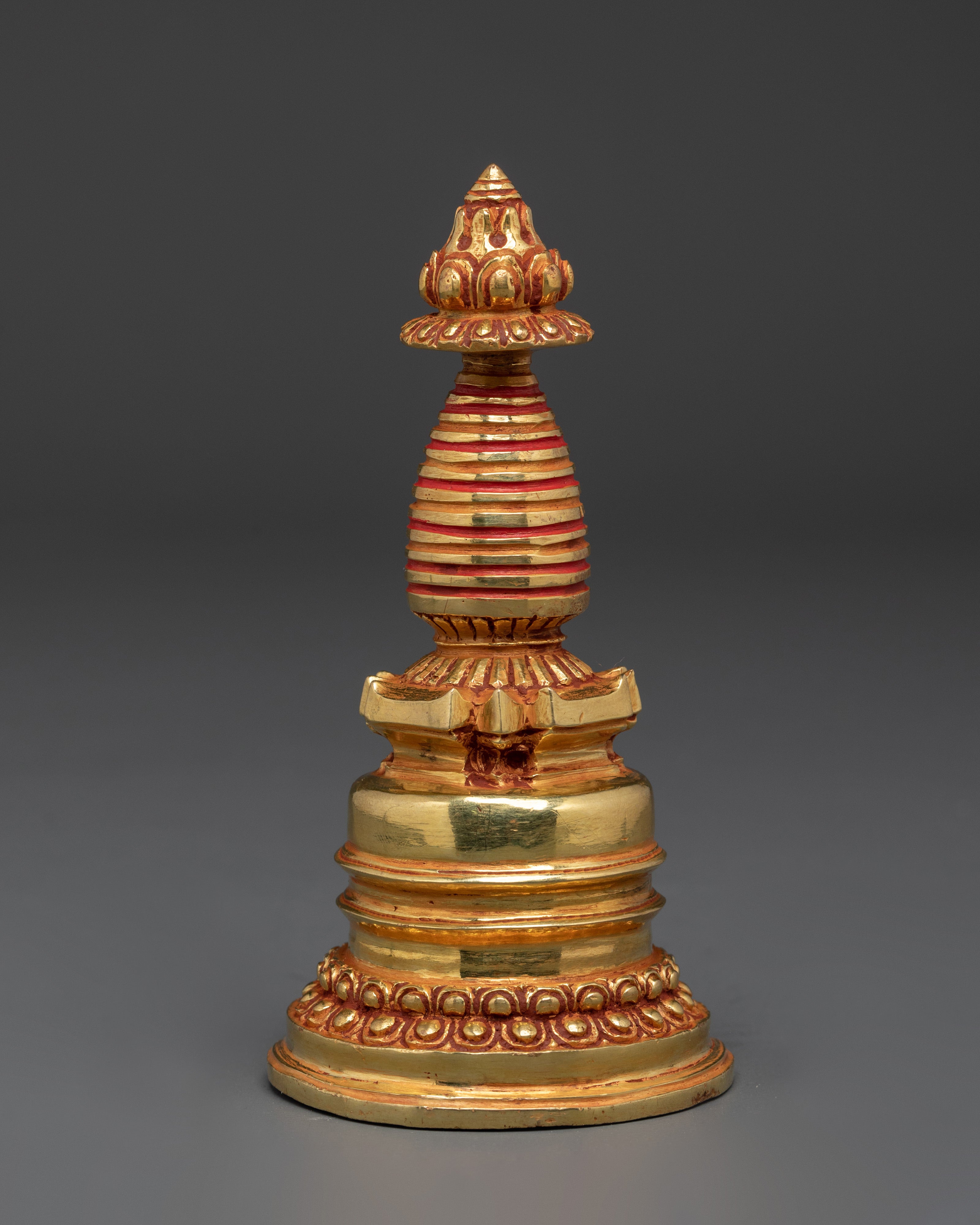 Handcrafted Himalayan Stupa | Tibetan Buddhist Stupa with Gold Detailing
