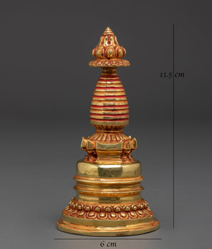 Handcrafted Himalayan Stupa | Tibetan Buddhist Stupa with Gold Detailing