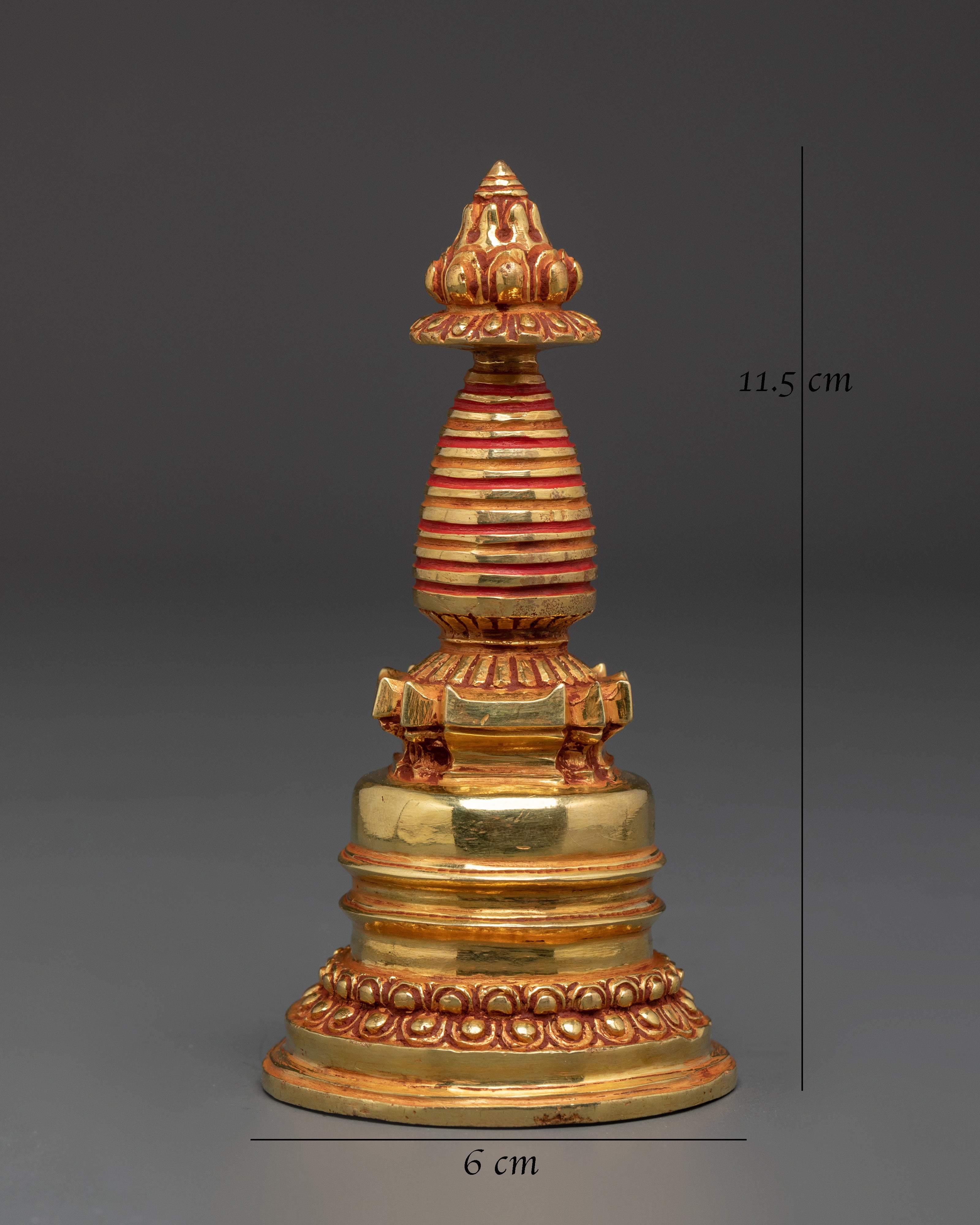 Handcrafted Himalayan Stupa | Tibetan Buddhist Stupa with Gold Detailing