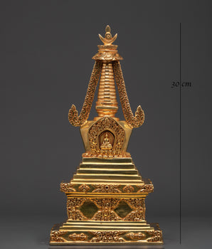 Handcrafted Golden Buddhist Stupa | Copper Body with Gold Plating