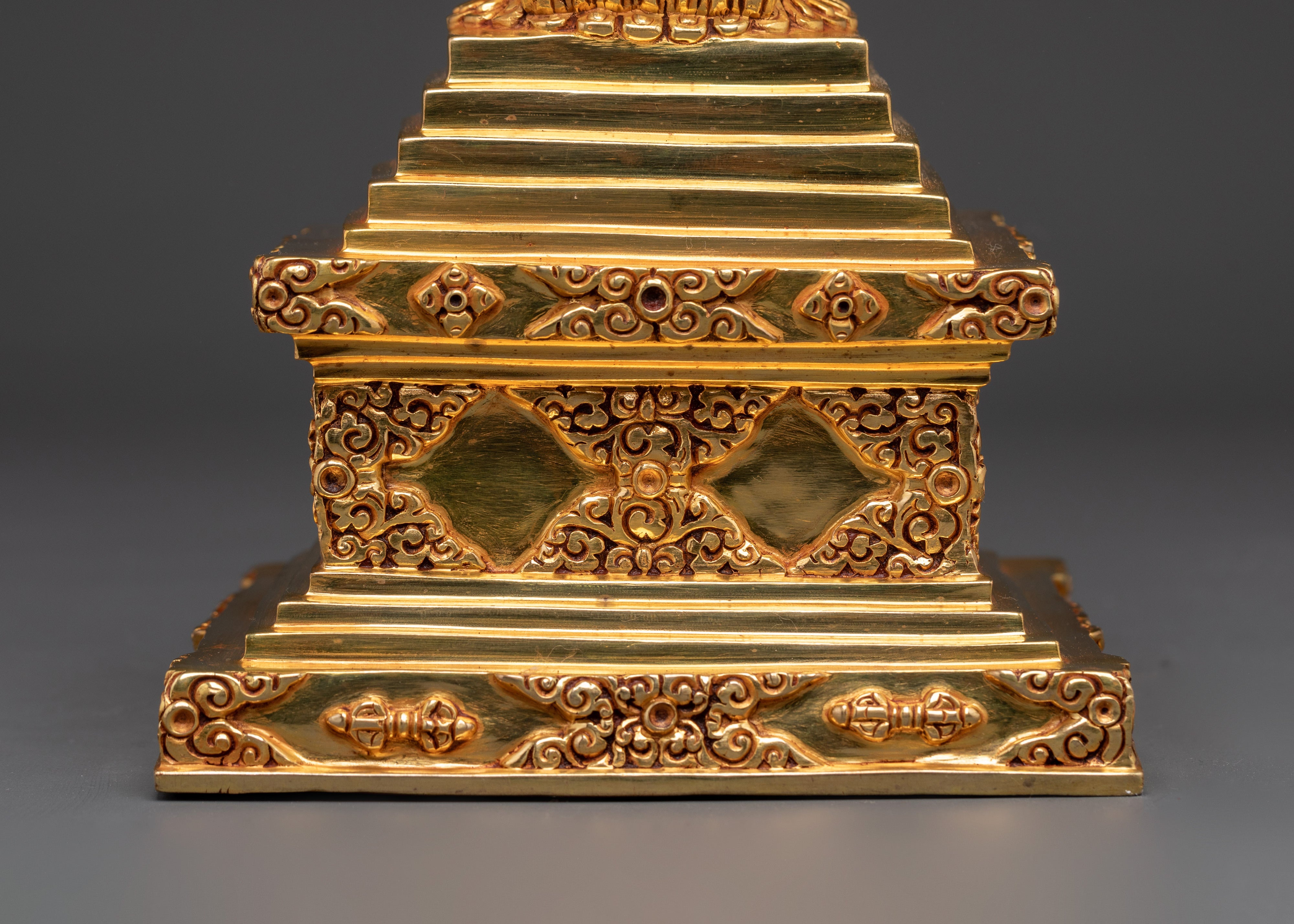 Handcrafted Golden Buddhist Stupa | Copper Body with Gold Plating