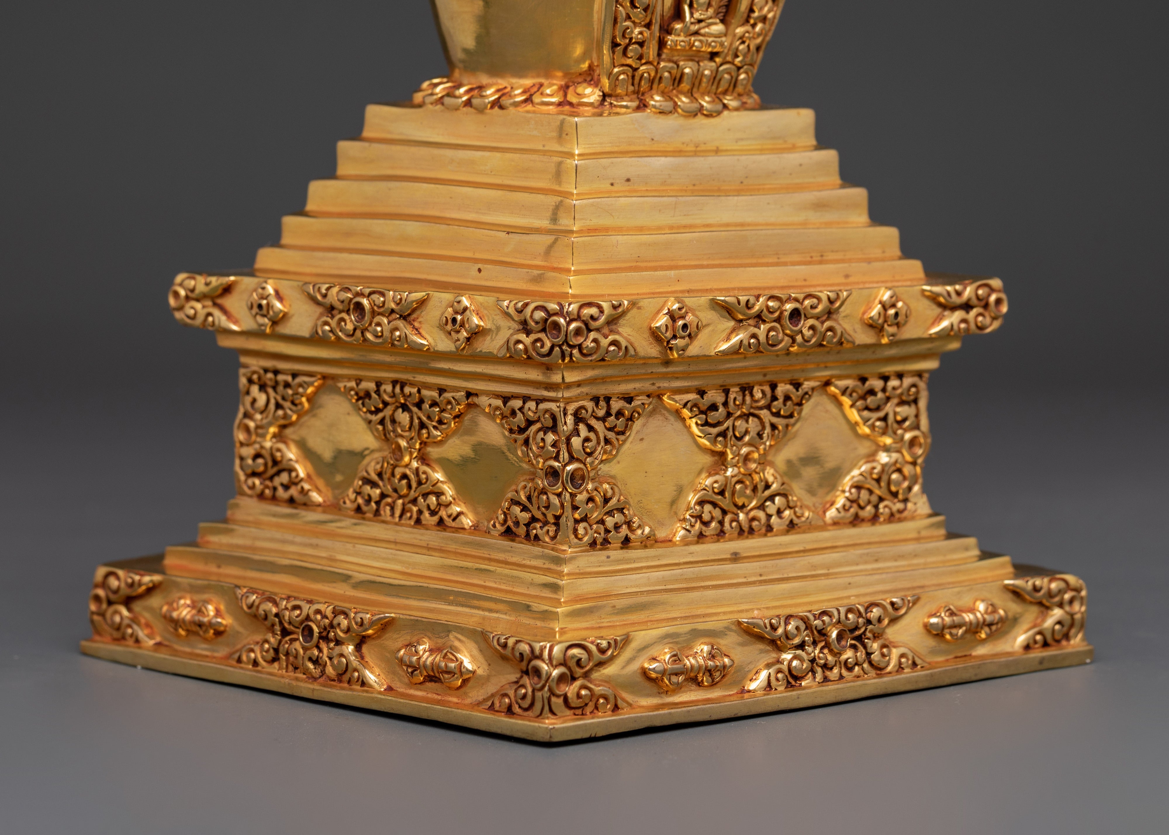 Handcrafted Golden Buddhist Stupa | Copper Body with Gold Plating