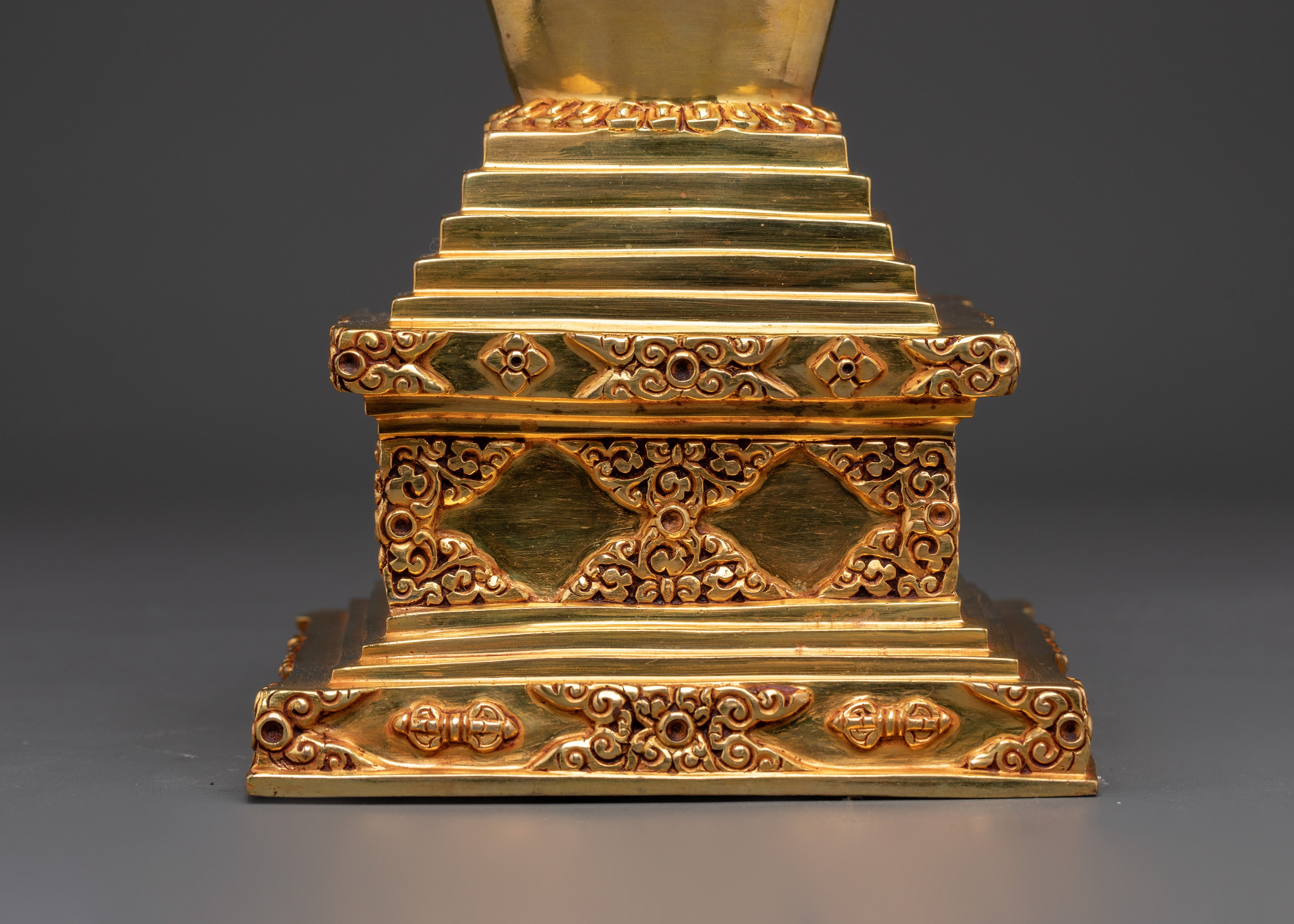 Handcrafted Golden Buddhist Stupa | Copper Body with Gold Plating