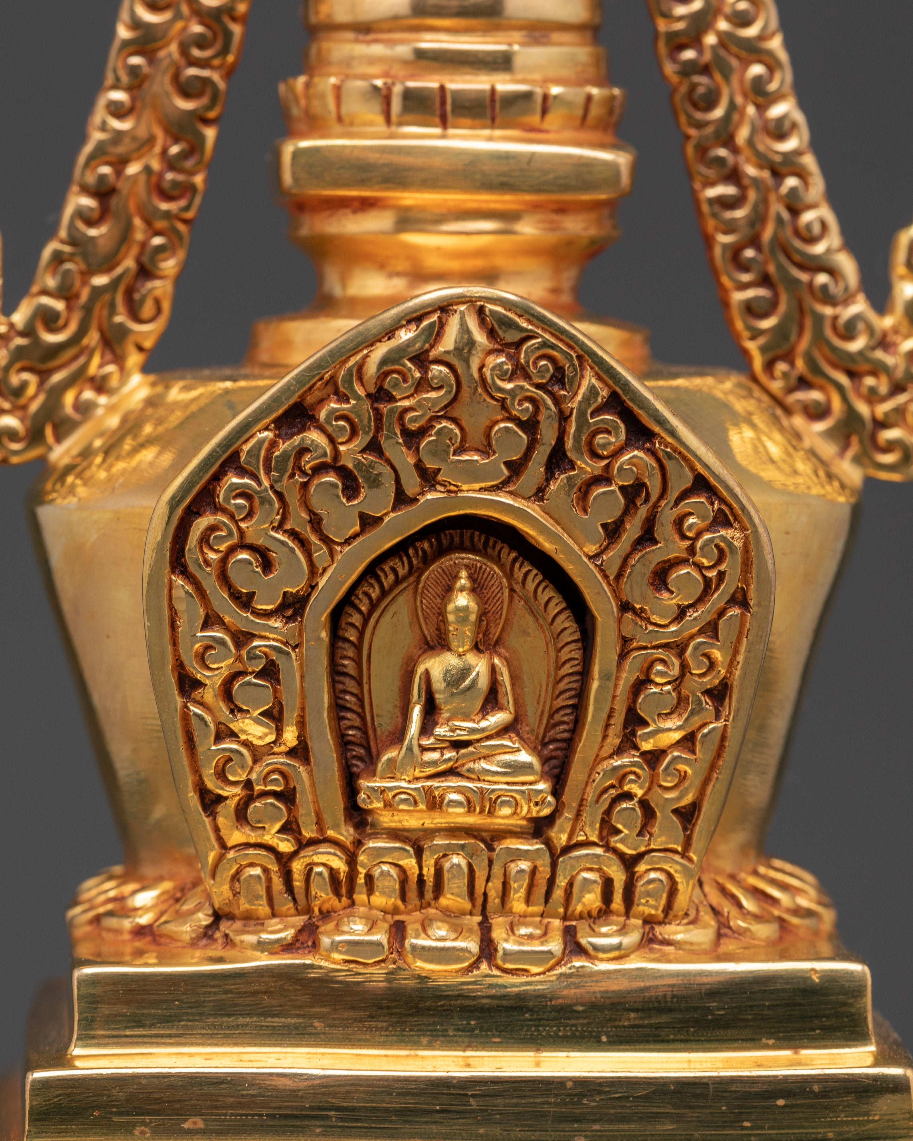 Handcrafted Golden Buddhist Stupa | Copper Body with Gold Plating