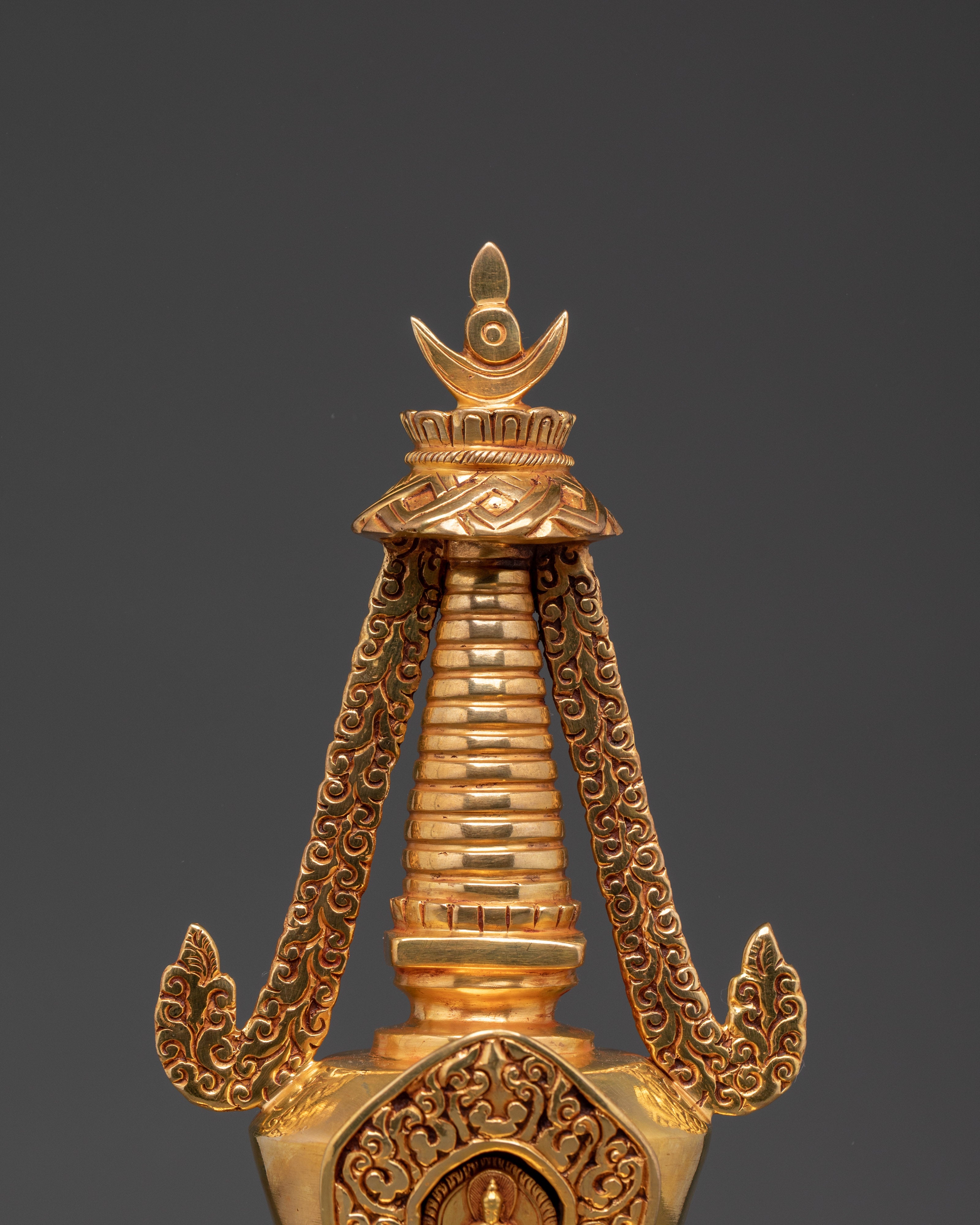 Handcrafted Golden Buddhist Stupa | Copper Body with Gold Plating