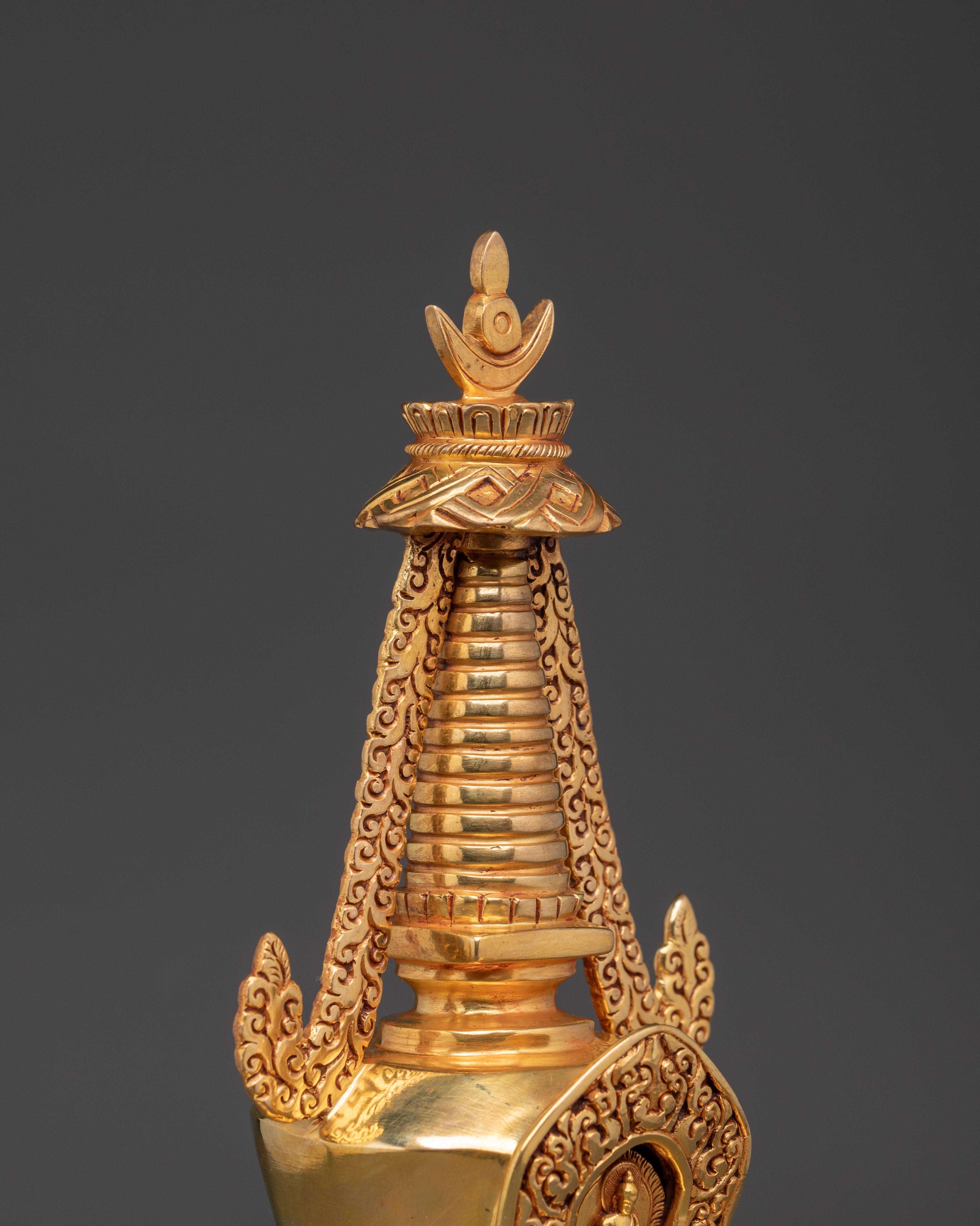Handcrafted Golden Buddhist Stupa | Copper Body with Gold Plating