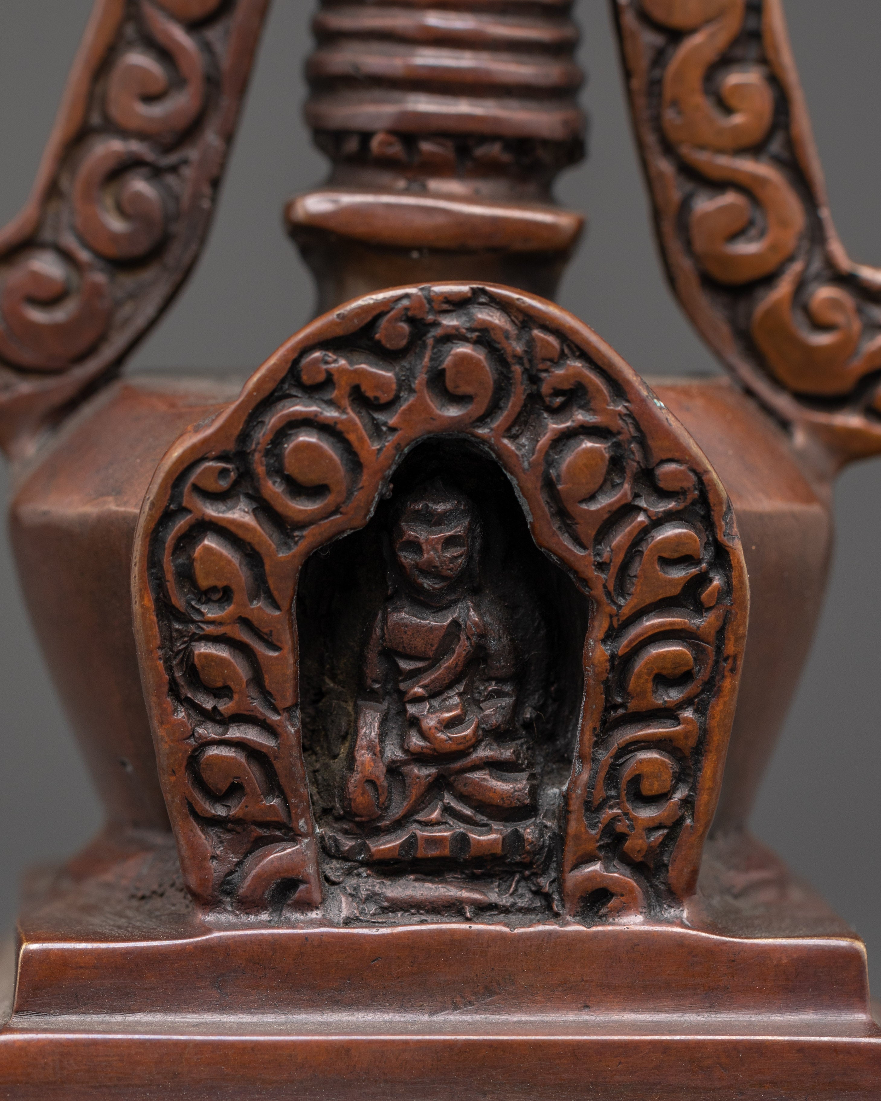 Traditional Oxidized Copper Tibetan Stupa | Perfect for Spiritual Decor