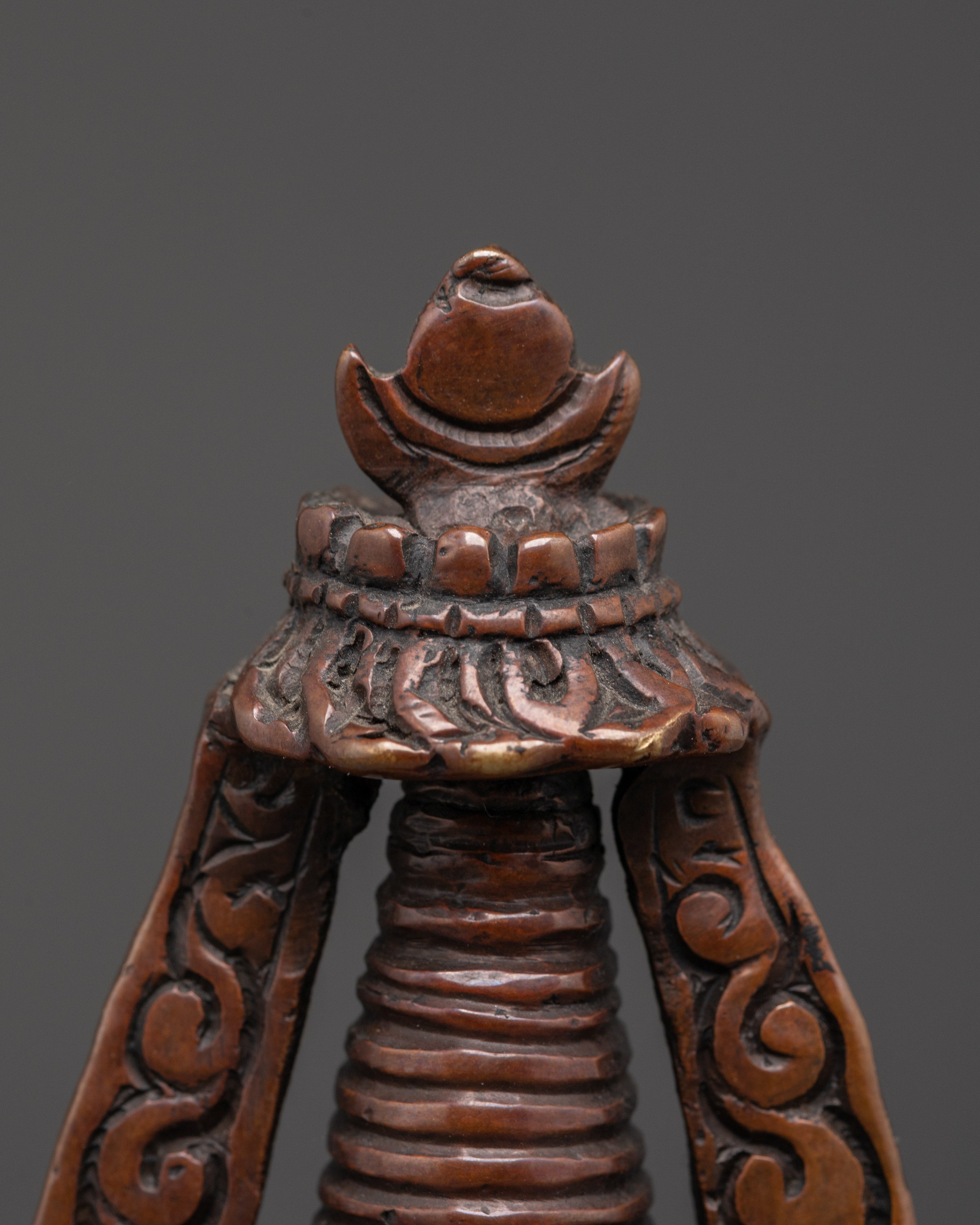 Traditional Oxidized Copper Tibetan Stupa | Perfect for Spiritual Decor