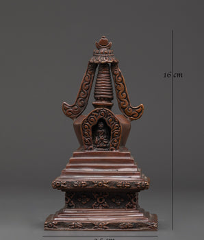 Traditional Oxidized Copper Tibetan Stupa | Perfect for Spiritual Decor