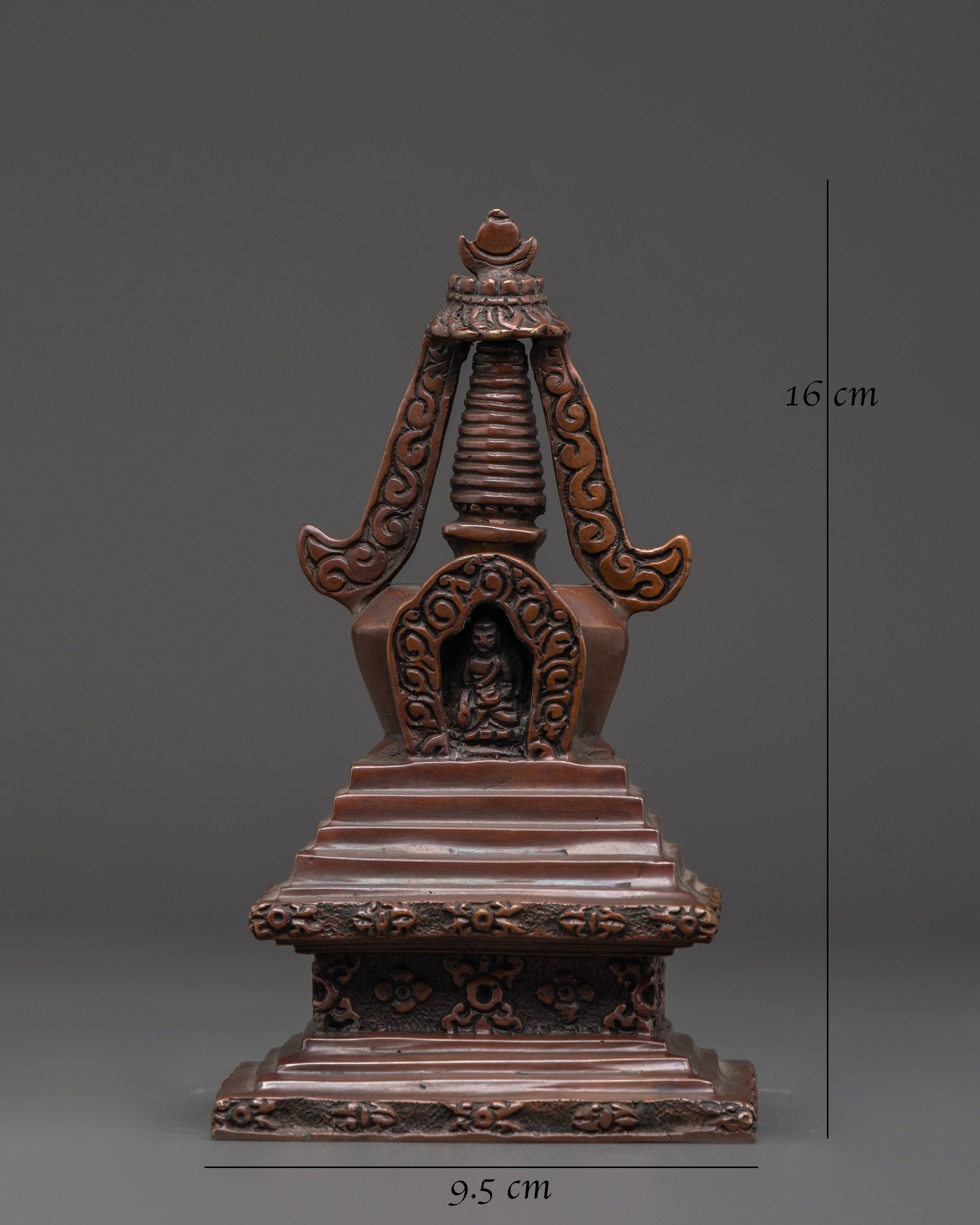 Traditional Oxidized Copper Tibetan Stupa | Perfect for Spiritual Decor