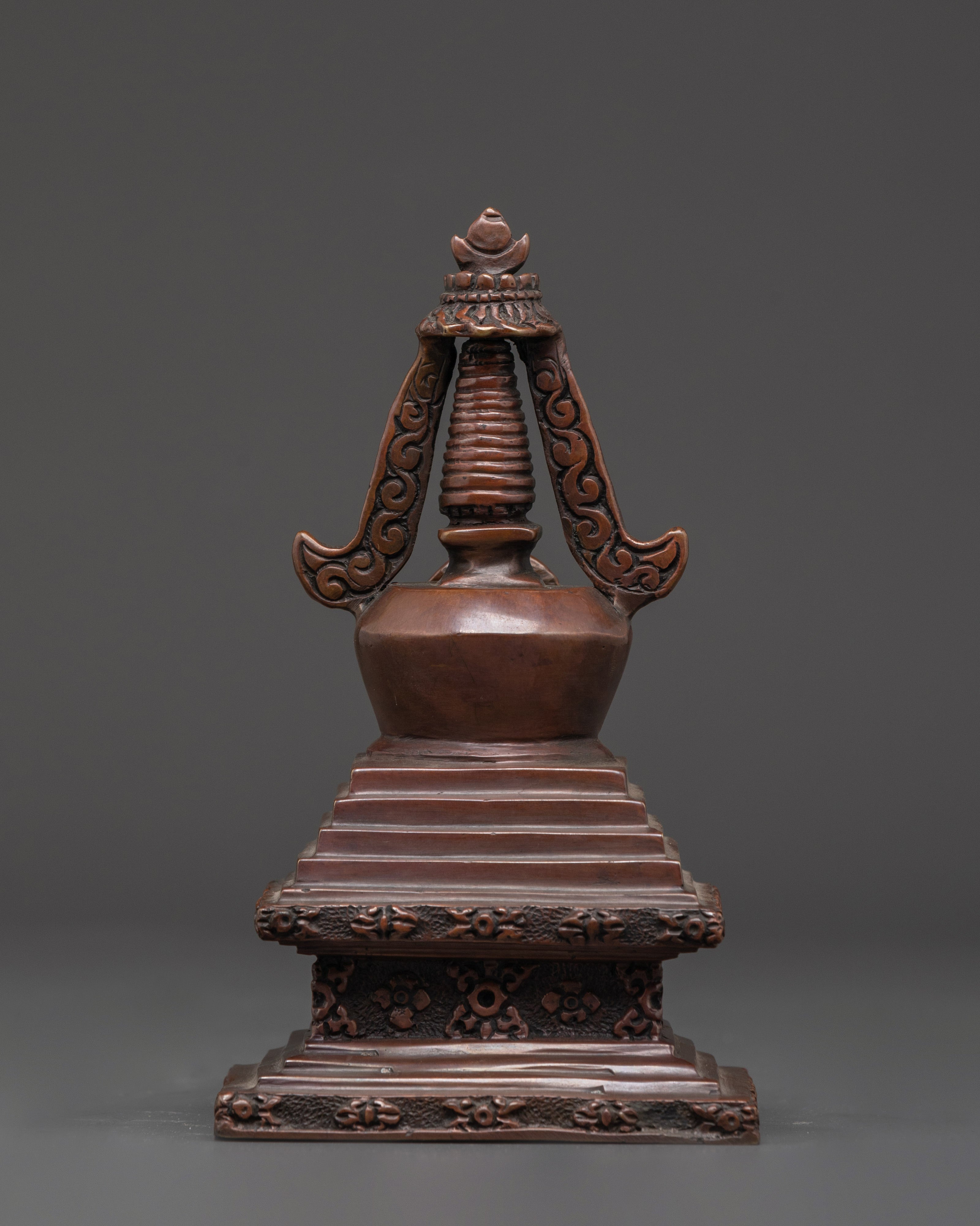 Traditional Oxidized Copper Tibetan Stupa | Perfect for Spiritual Decor