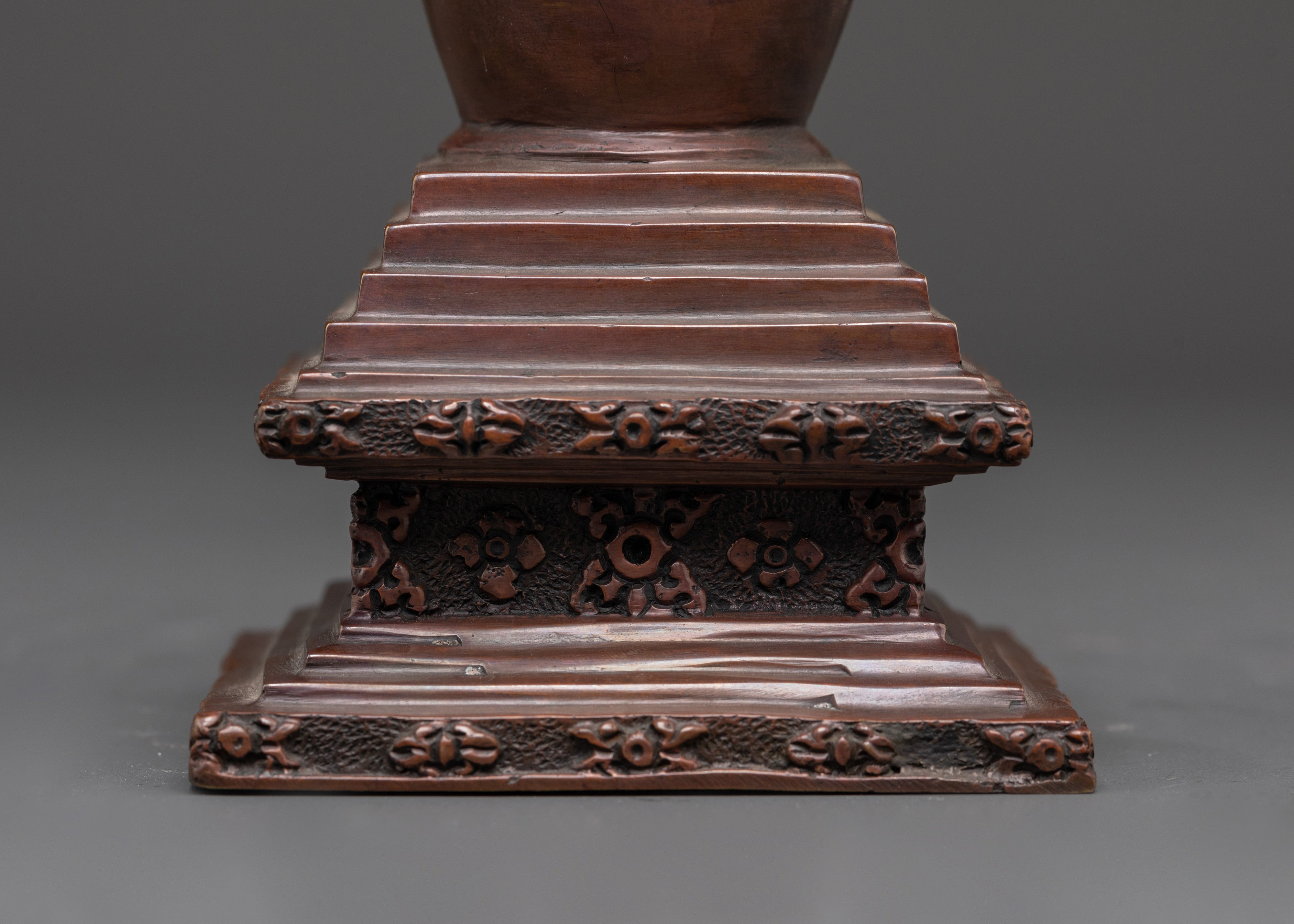 Traditional Oxidized Copper Tibetan Stupa | Perfect for Spiritual Decor