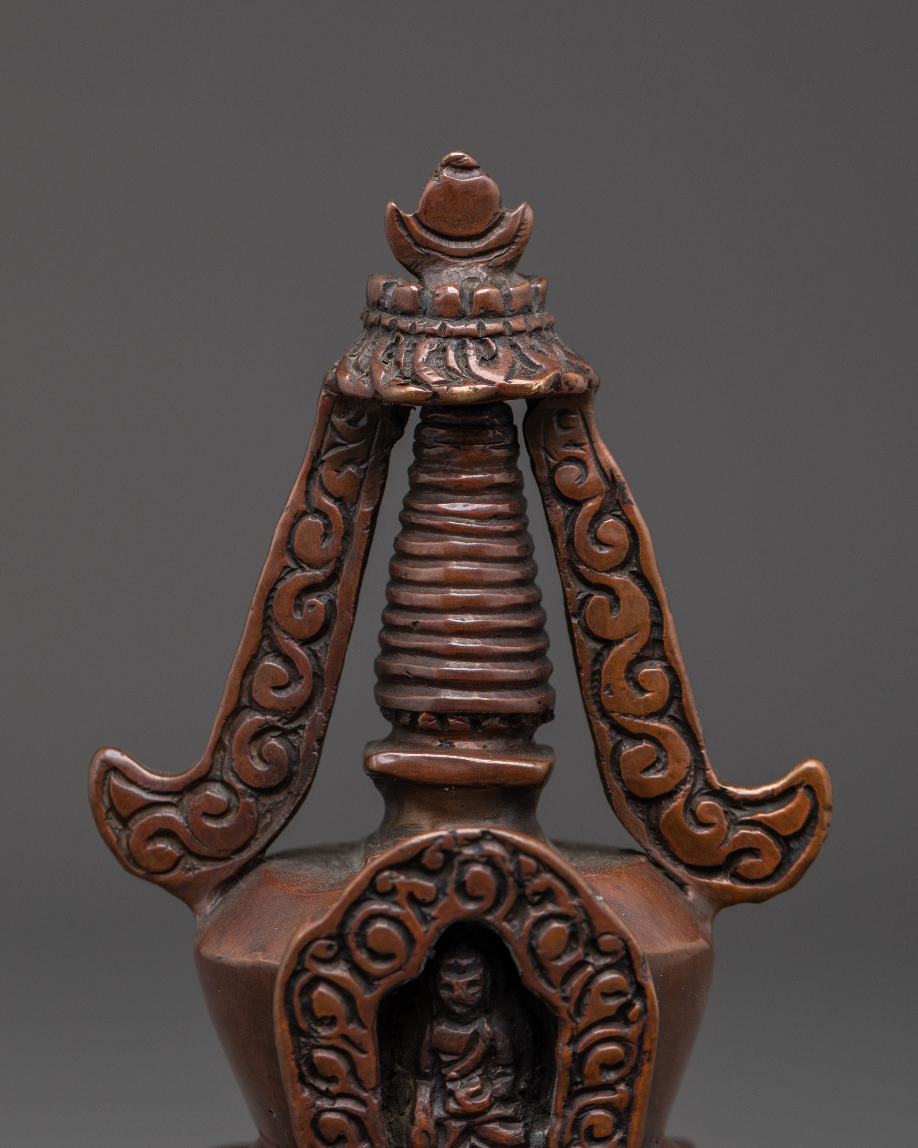 Traditional Oxidized Copper Tibetan Stupa | Perfect for Spiritual Decor