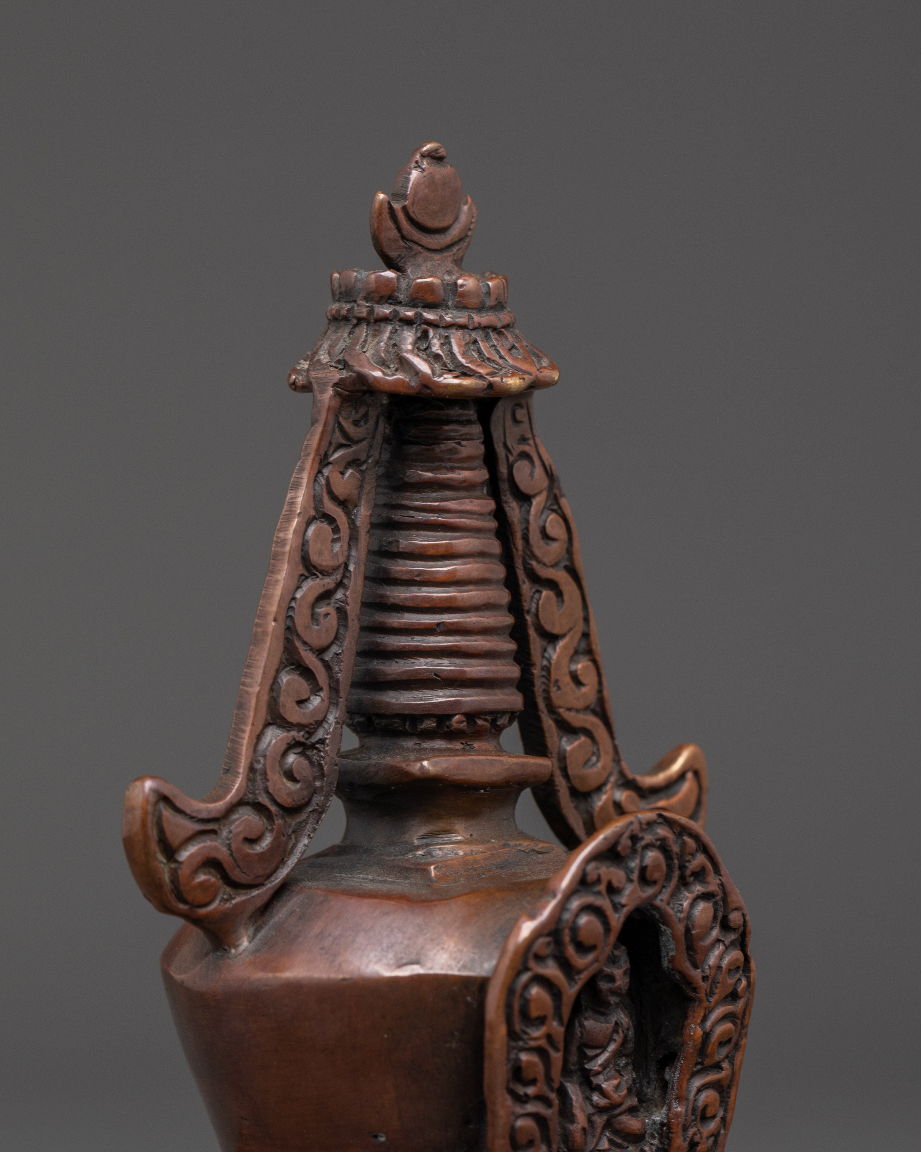 Traditional Oxidized Copper Tibetan Stupa | Perfect for Spiritual Decor