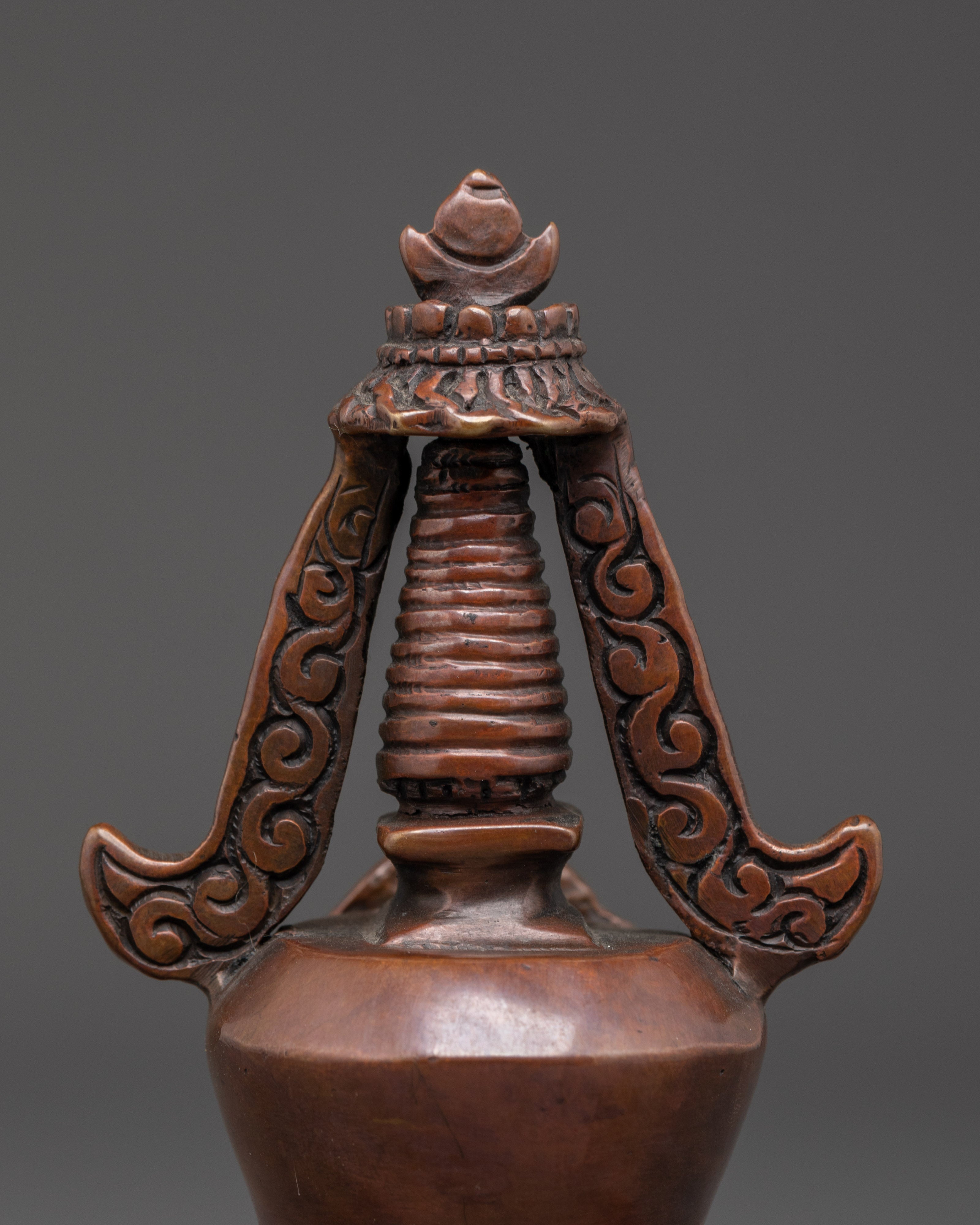 Traditional Oxidized Copper Tibetan Stupa | Perfect for Spiritual Decor