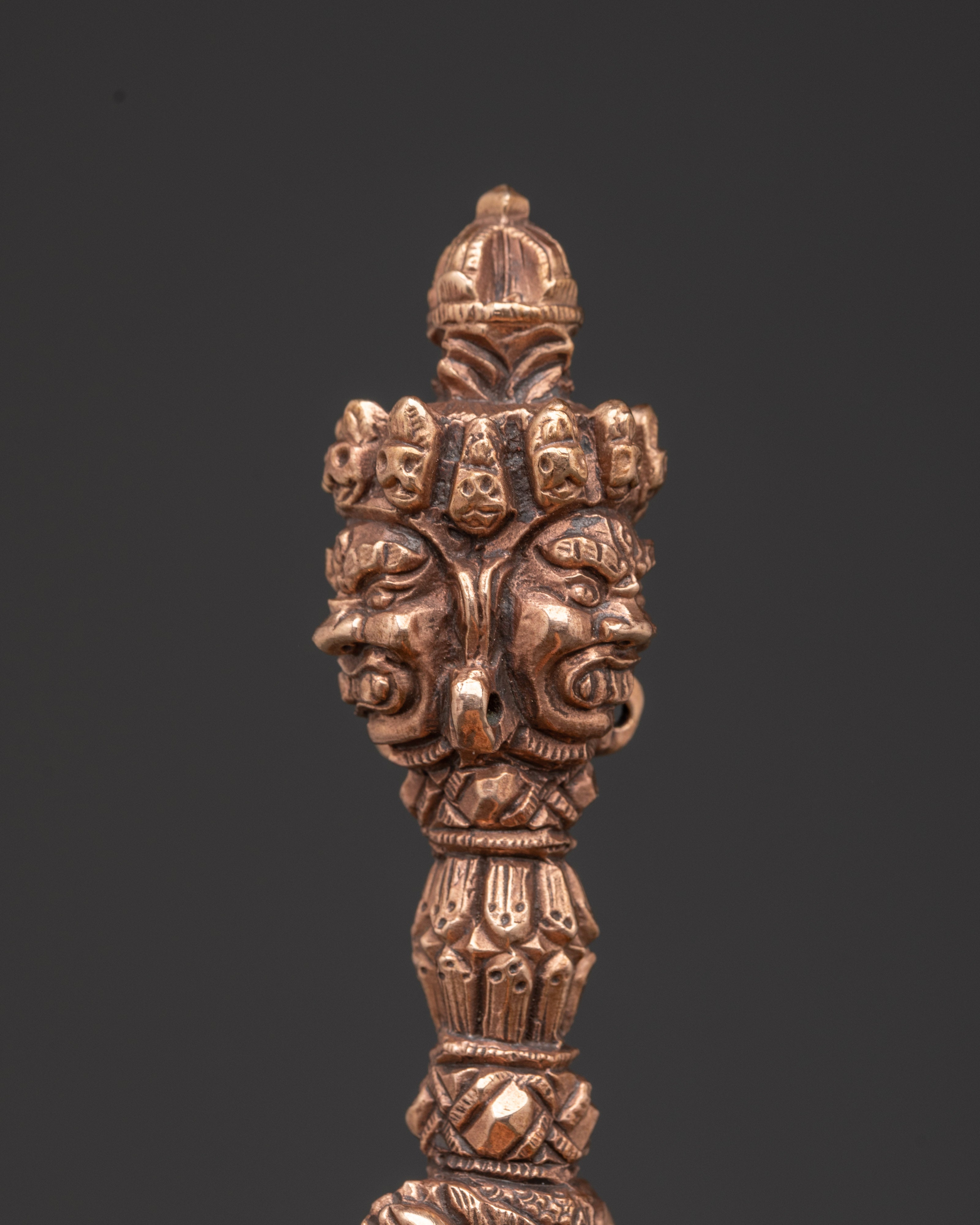 Tibetan Phurba with Intricate Wrathful Deity Head Design