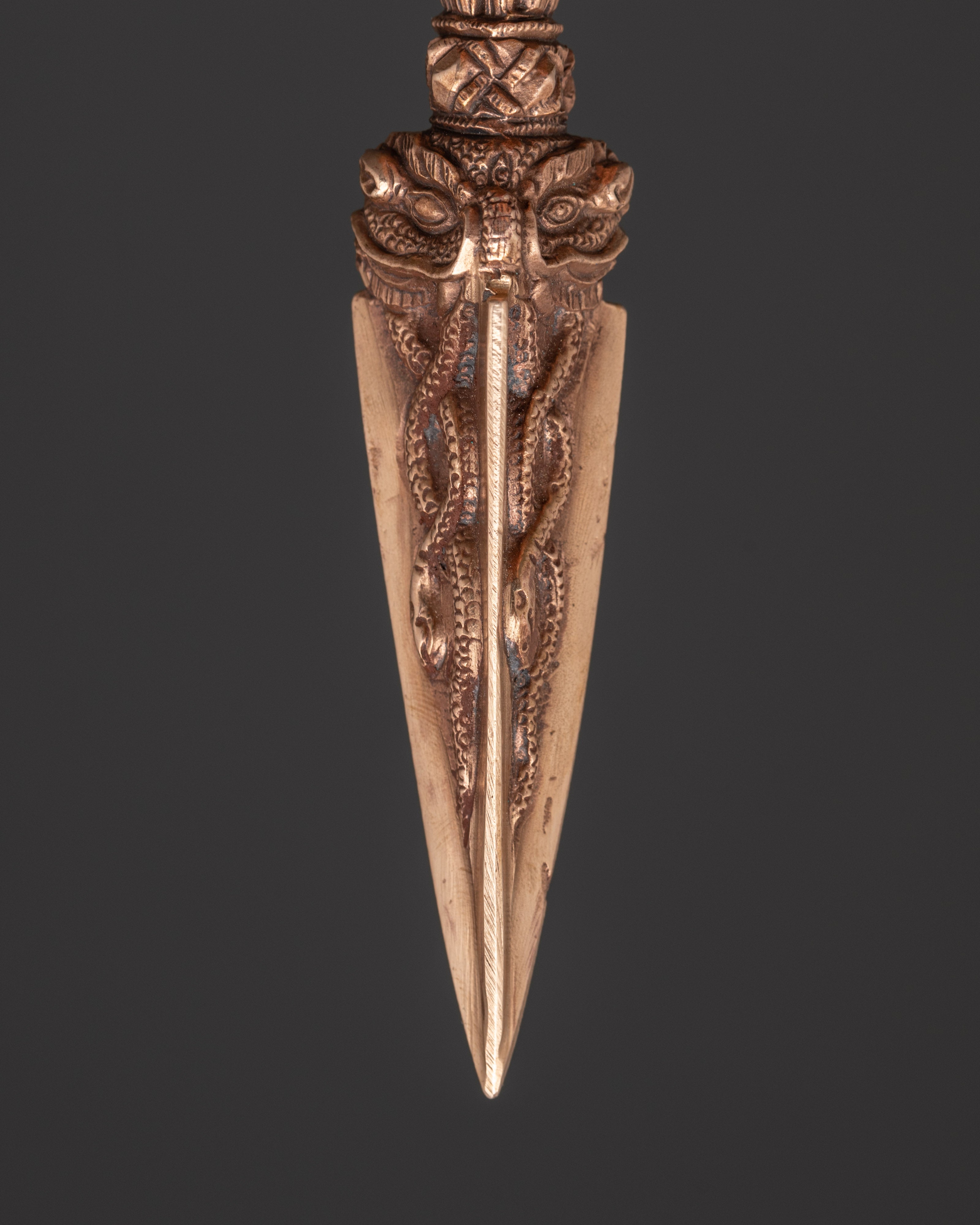 Tibetan Phurba with Intricate Wrathful Deity Head Design