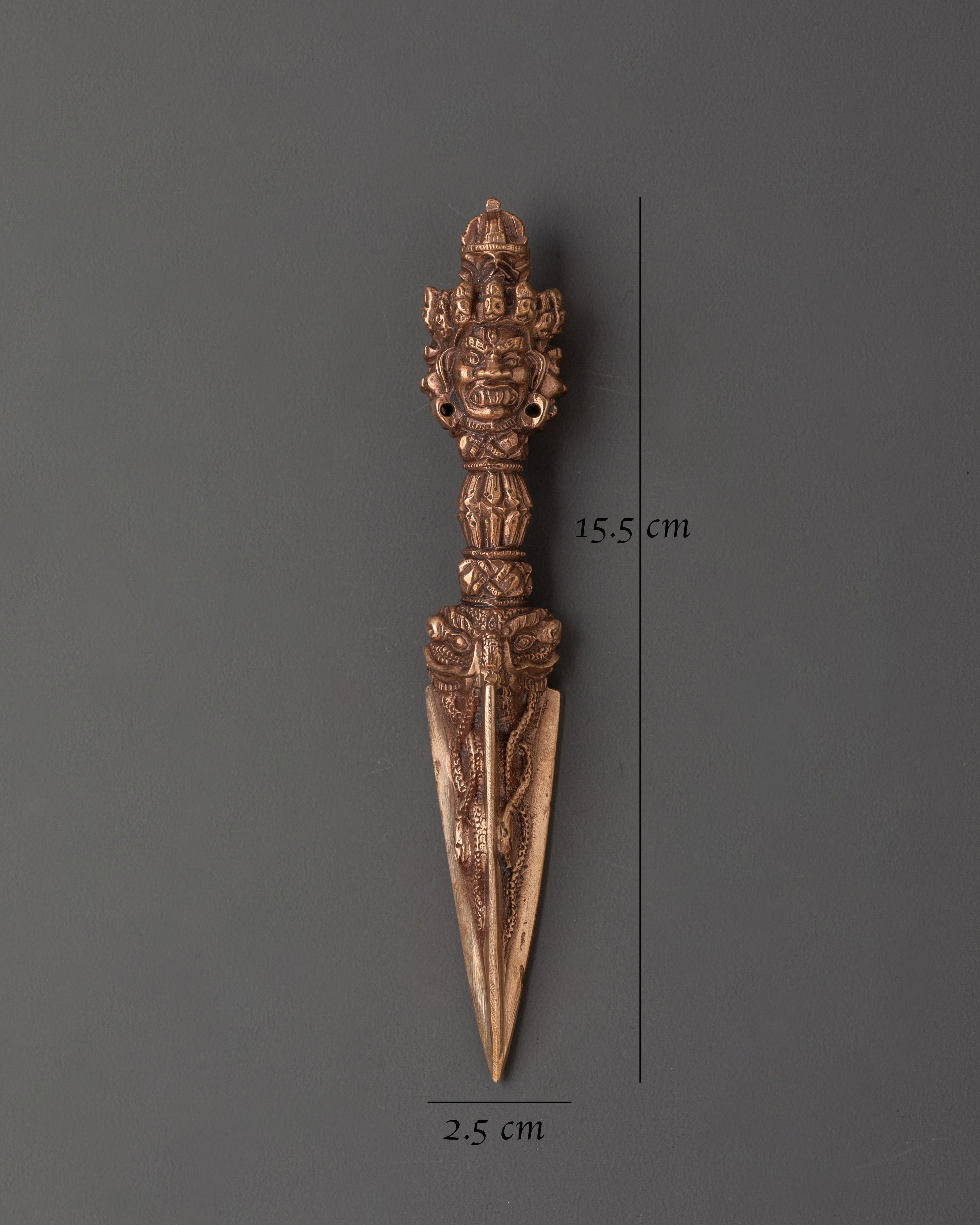 Tibetan Phurba with Intricate Wrathful Deity Head Design