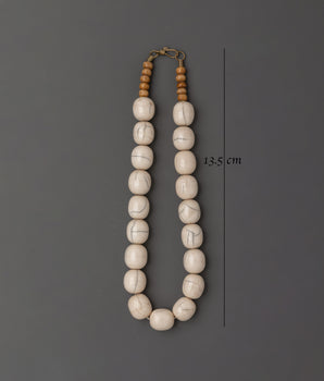 Tibetan White Beads Necklace | Handcrafted Mala for Meditation
