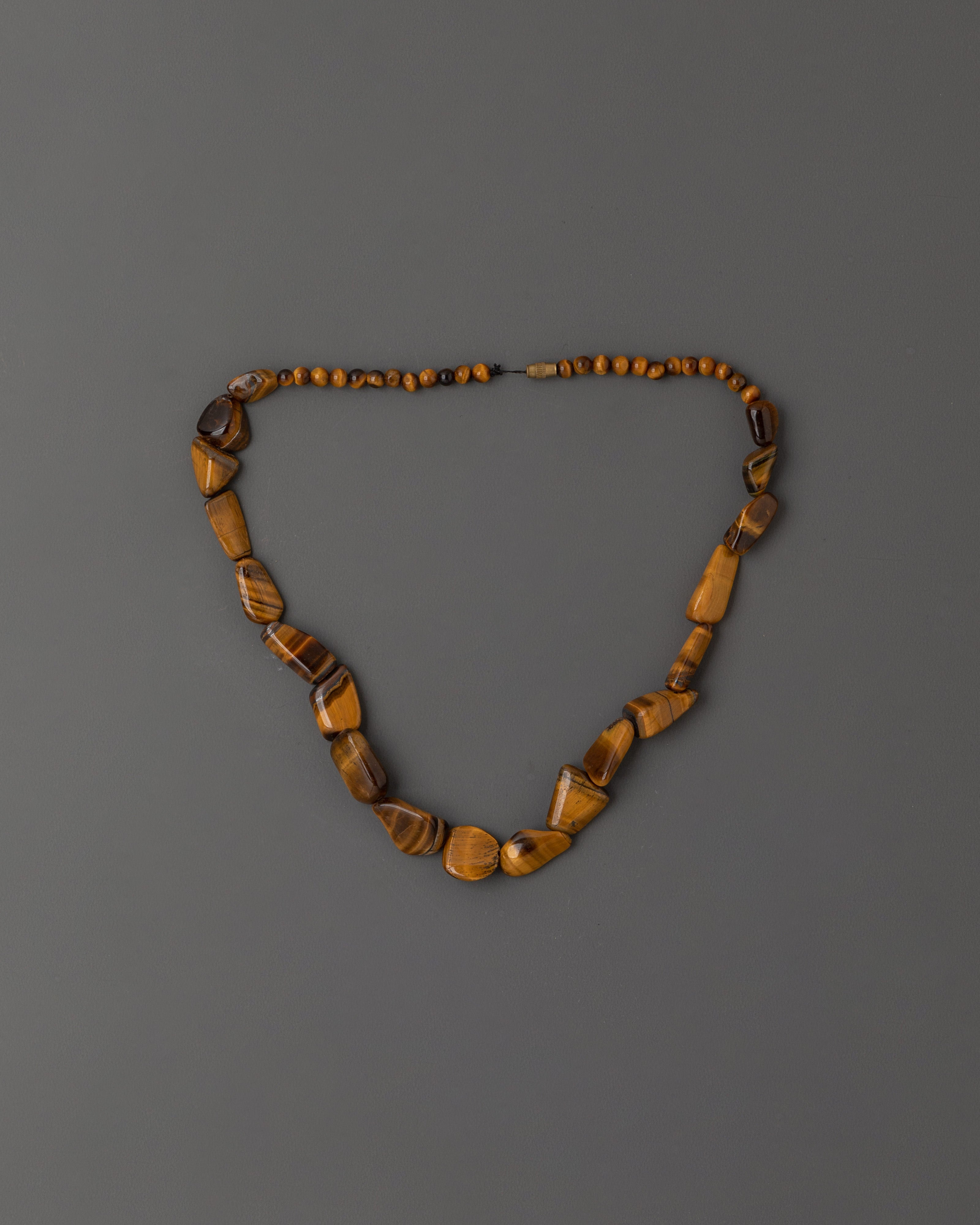 Tibetan Tiger Eye Design Necklace | Semi-Precious Gemstone Beads
