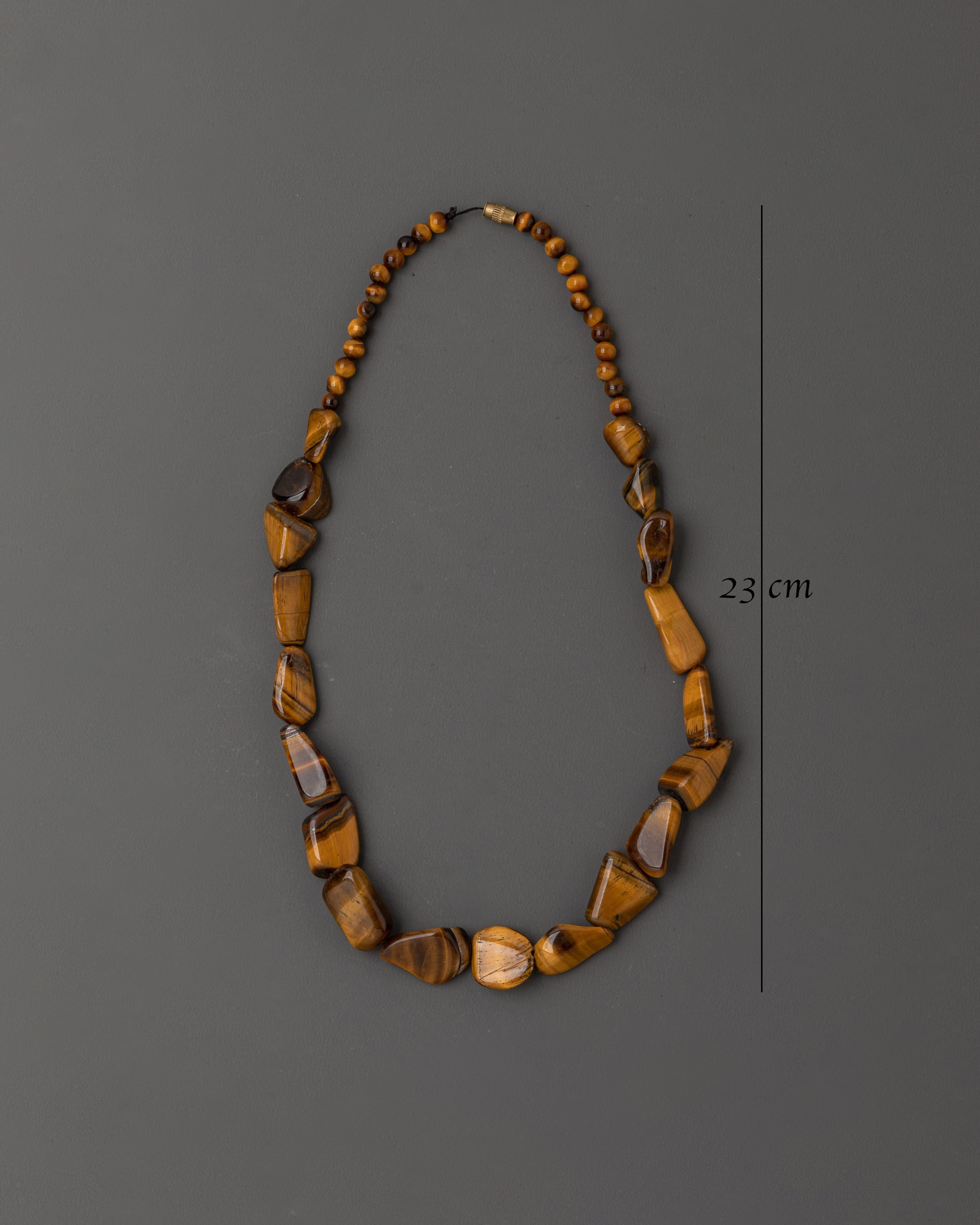 Tibetan Tiger Eye Design Necklace | Semi-Precious Gemstone Beads