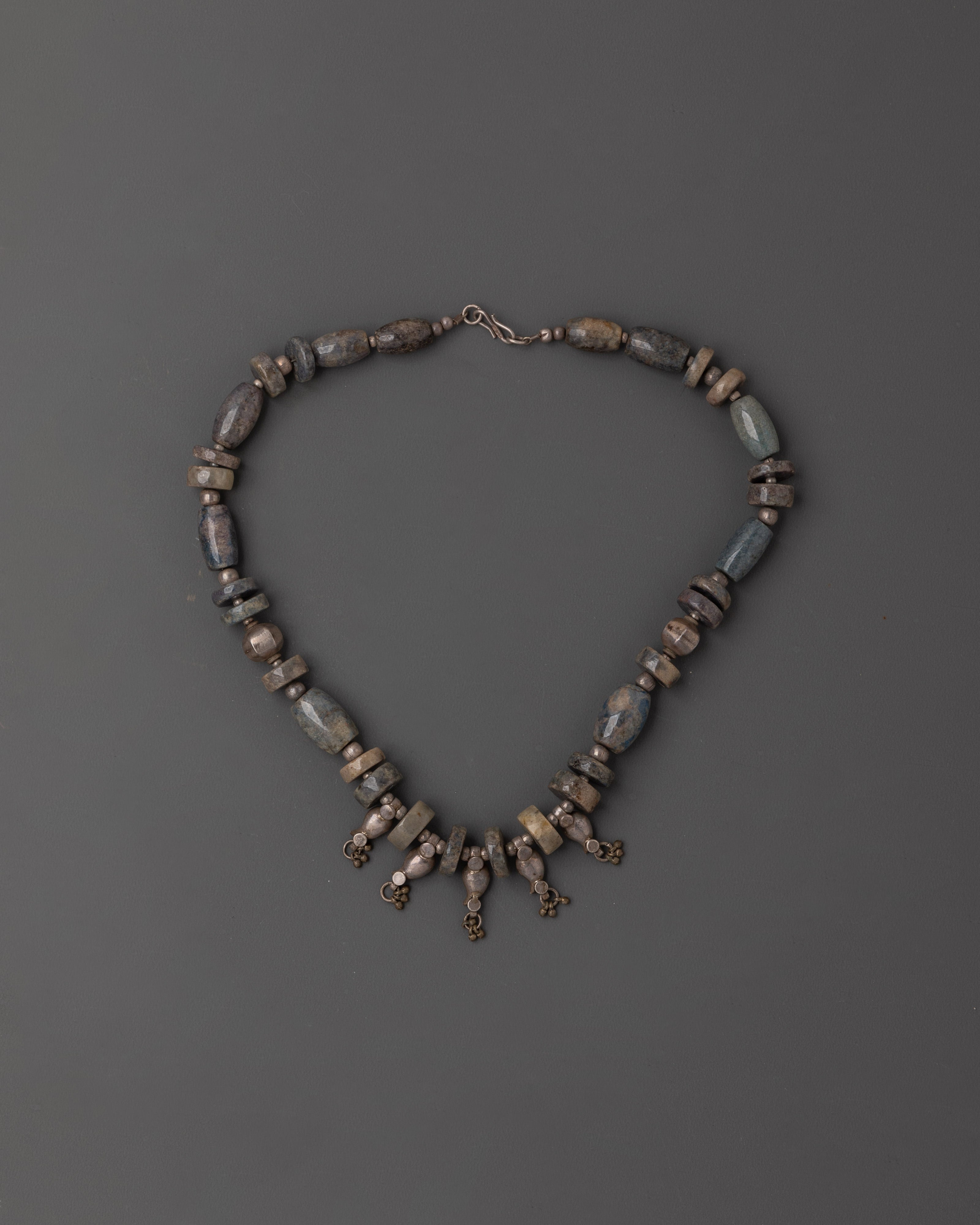 Tibetan Silver Necklace with Lapis Lazuli | Semi-Precious Stone Jewelry