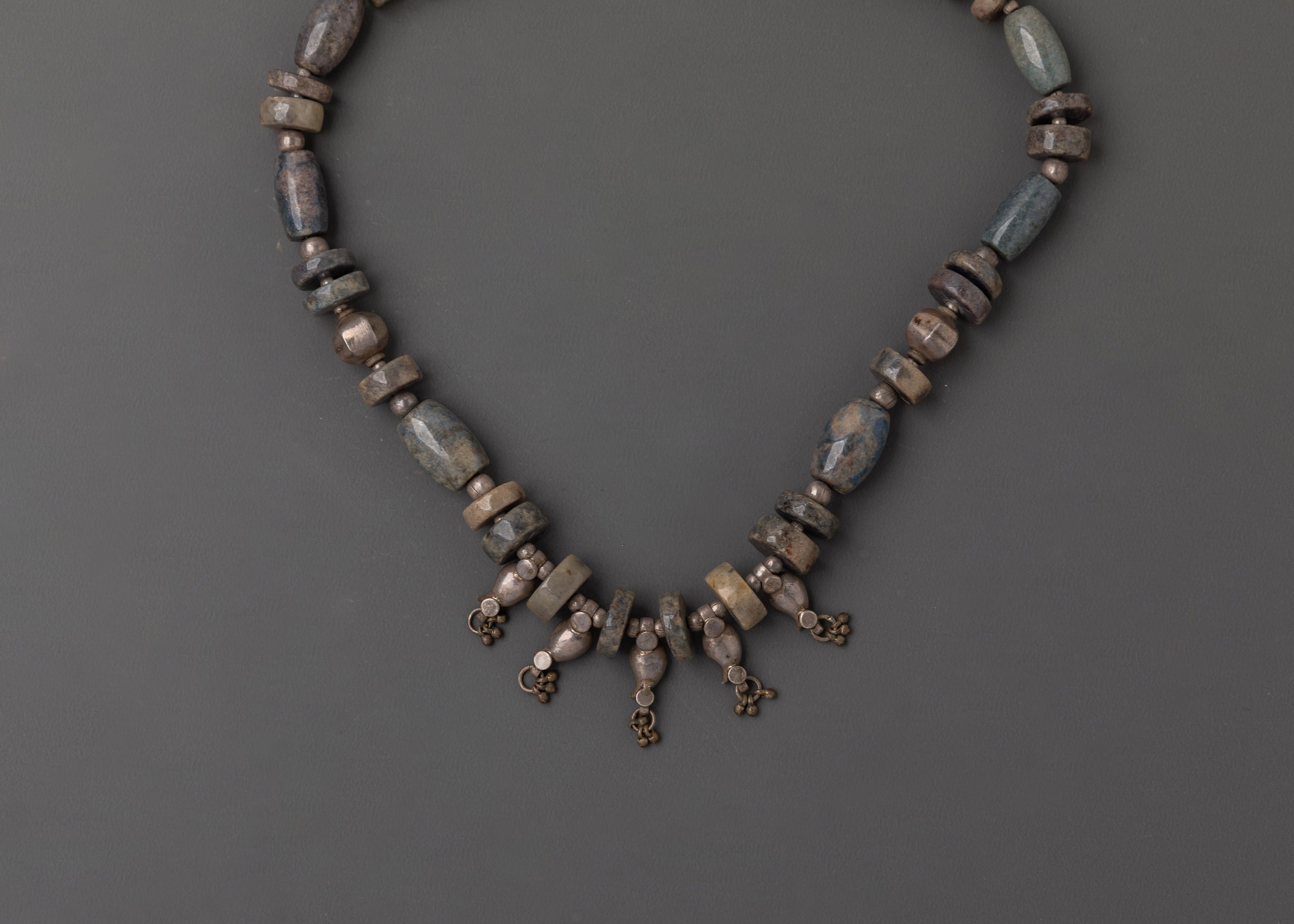Tibetan Silver Necklace with Lapis Lazuli | Semi-Precious Stone Jewelry
