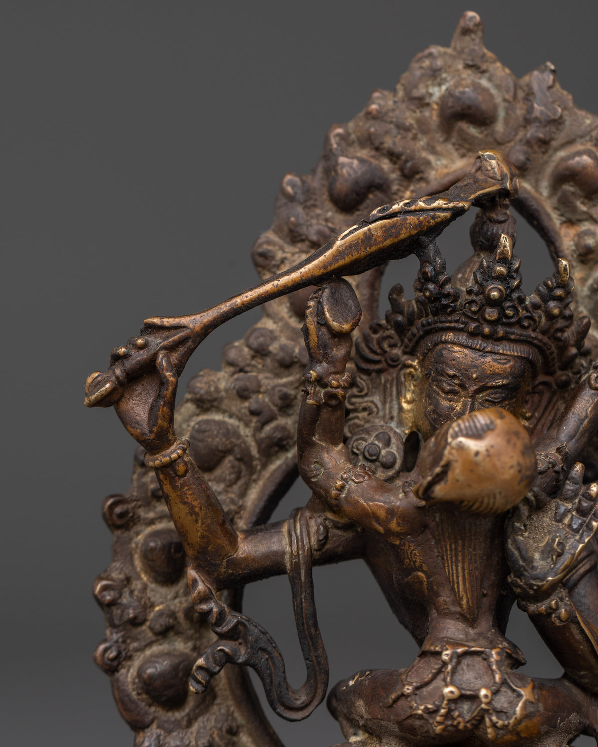 Manjushri With Consort Statue | Oxidized Copper