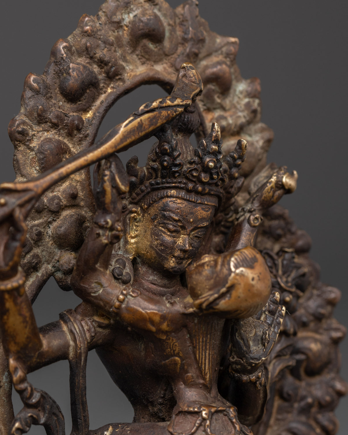 Manjushri With Consort Statue | Oxidized Copper