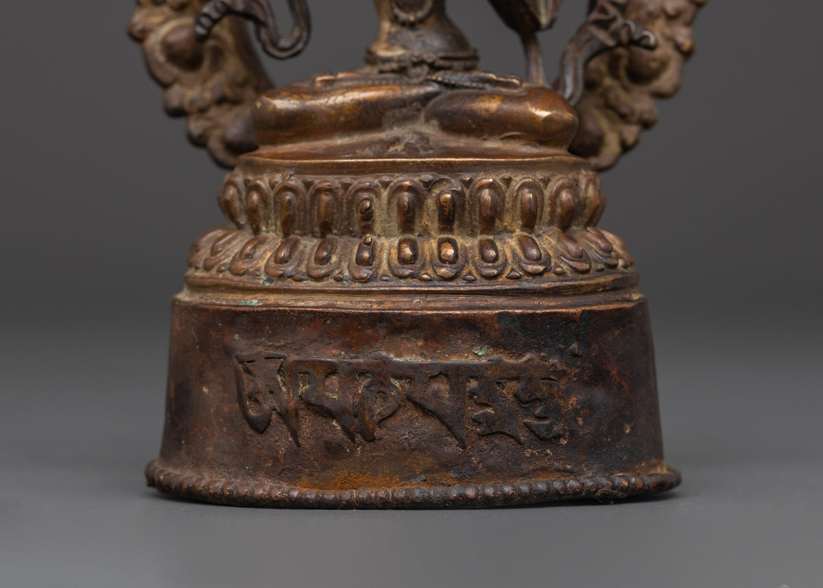 Manjushri Buddhist Deity Sculpture | Oxidized Copper Art
