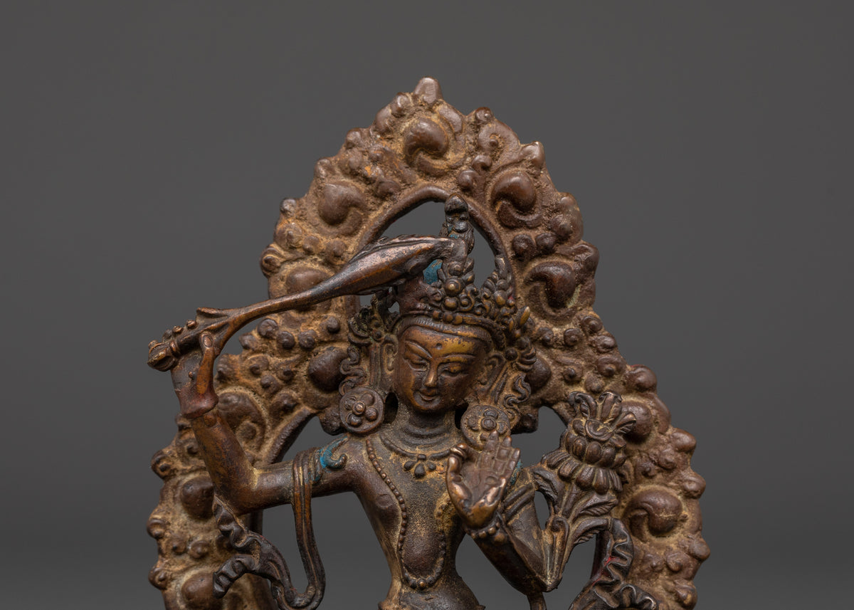 Manjushri Buddhist Deity Sculpture | Oxidized Copper Art